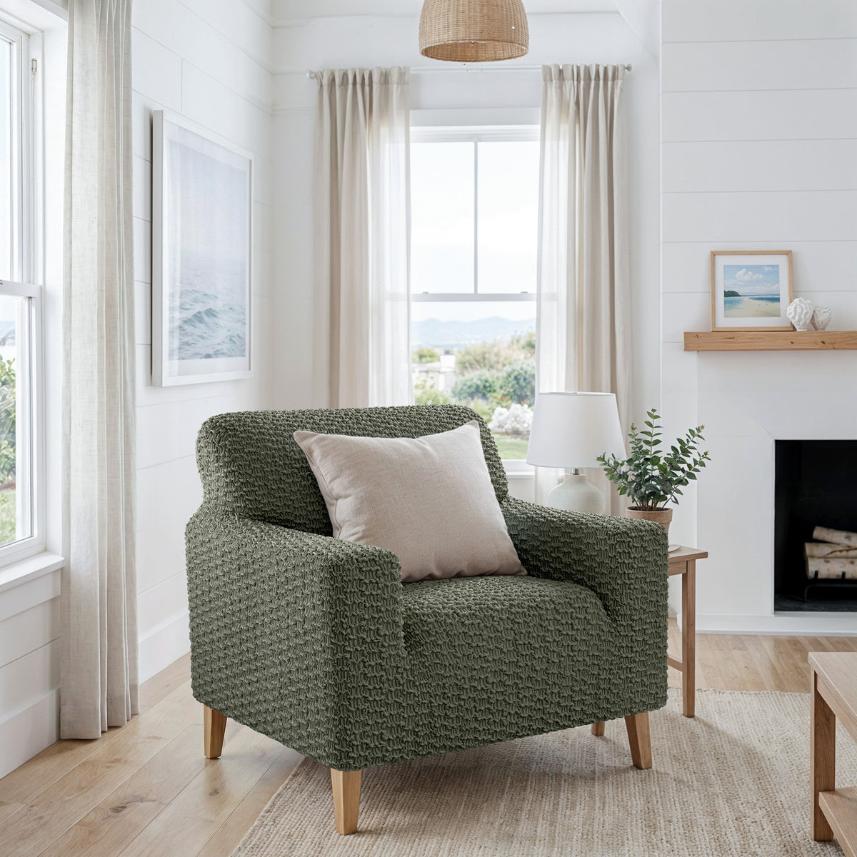 Armchair Slipcover, Embrace Collection – Moss Green, interior view 2 | Moss Green