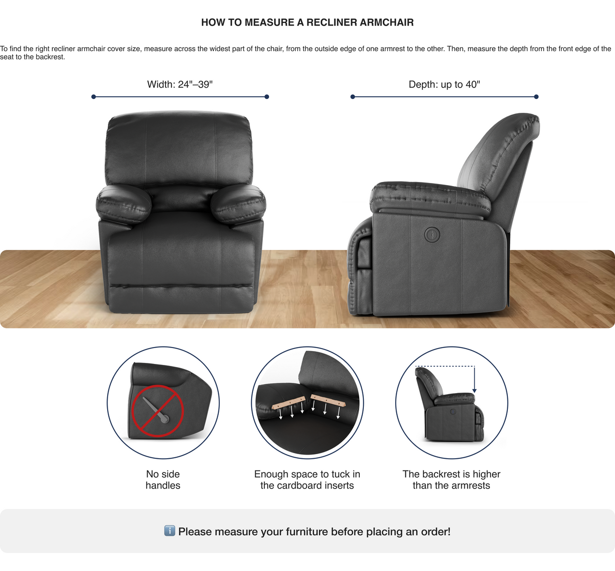 How to Measure a Recliner Recliner Sofa and Chair Dimensions