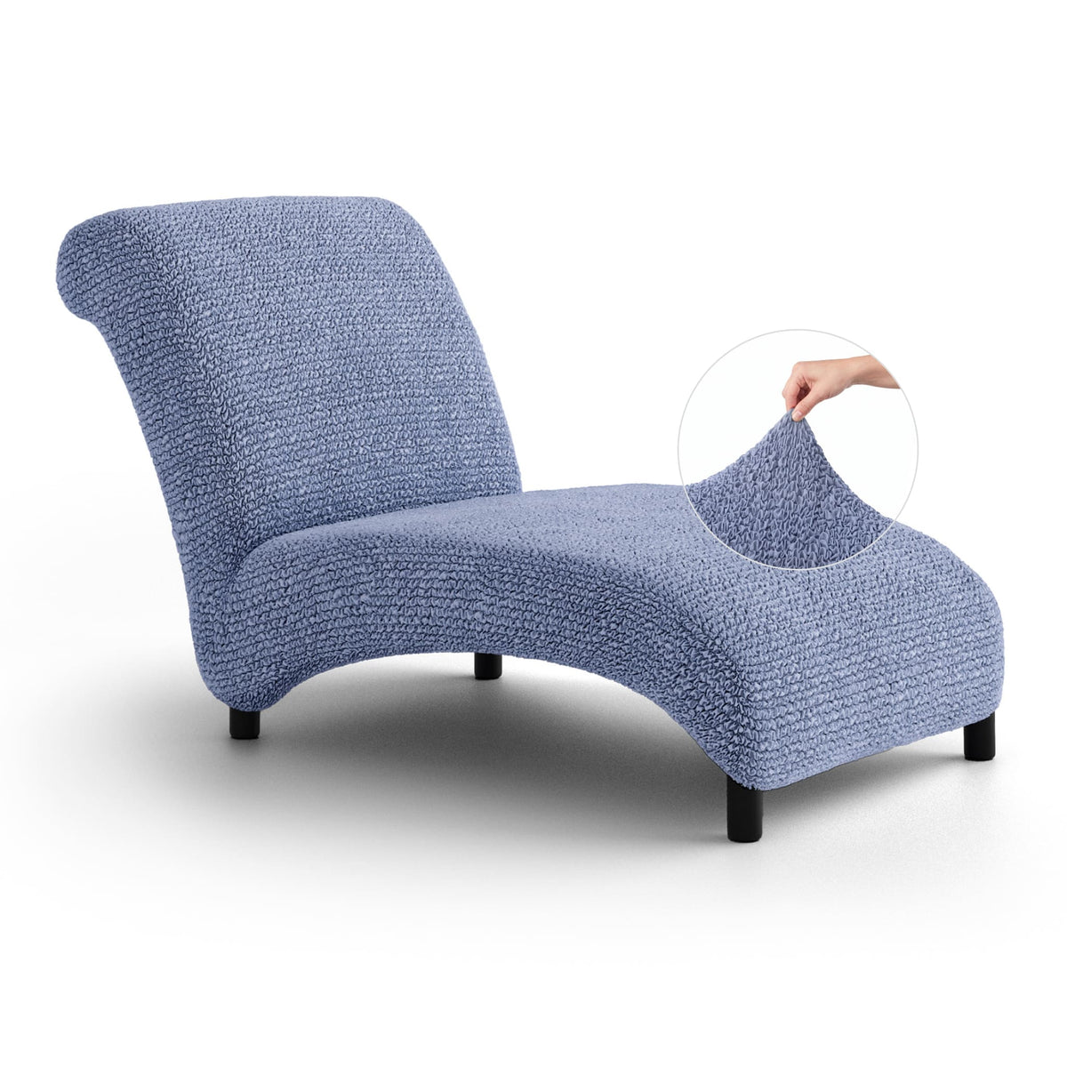 Armless Chaise Lounge Slipcover, Comfort Collection – Blue, front view | Blue