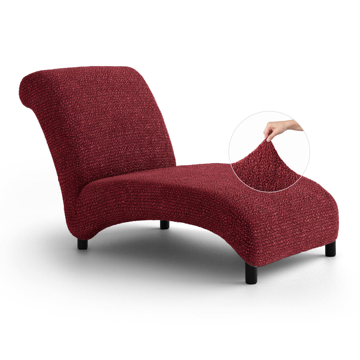 Armless Chaise Lounge Slipcover, Comfort Collection – Burgundy, front view | Burgundy