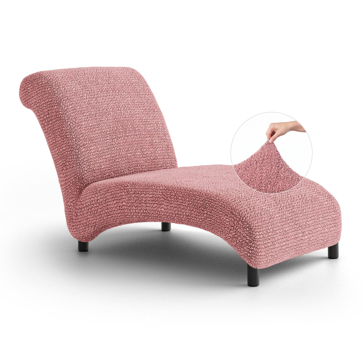 Armless Chaise Lounge Slipcover, Comfort Collection – Coral Pink, front view | Coral Pink
