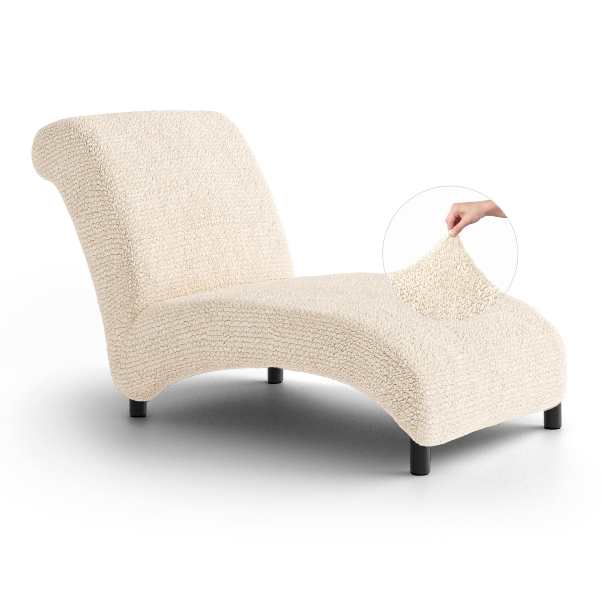 Armless Chaise Lounge Slipcover, Comfort Collection – Cream, front view | Cream