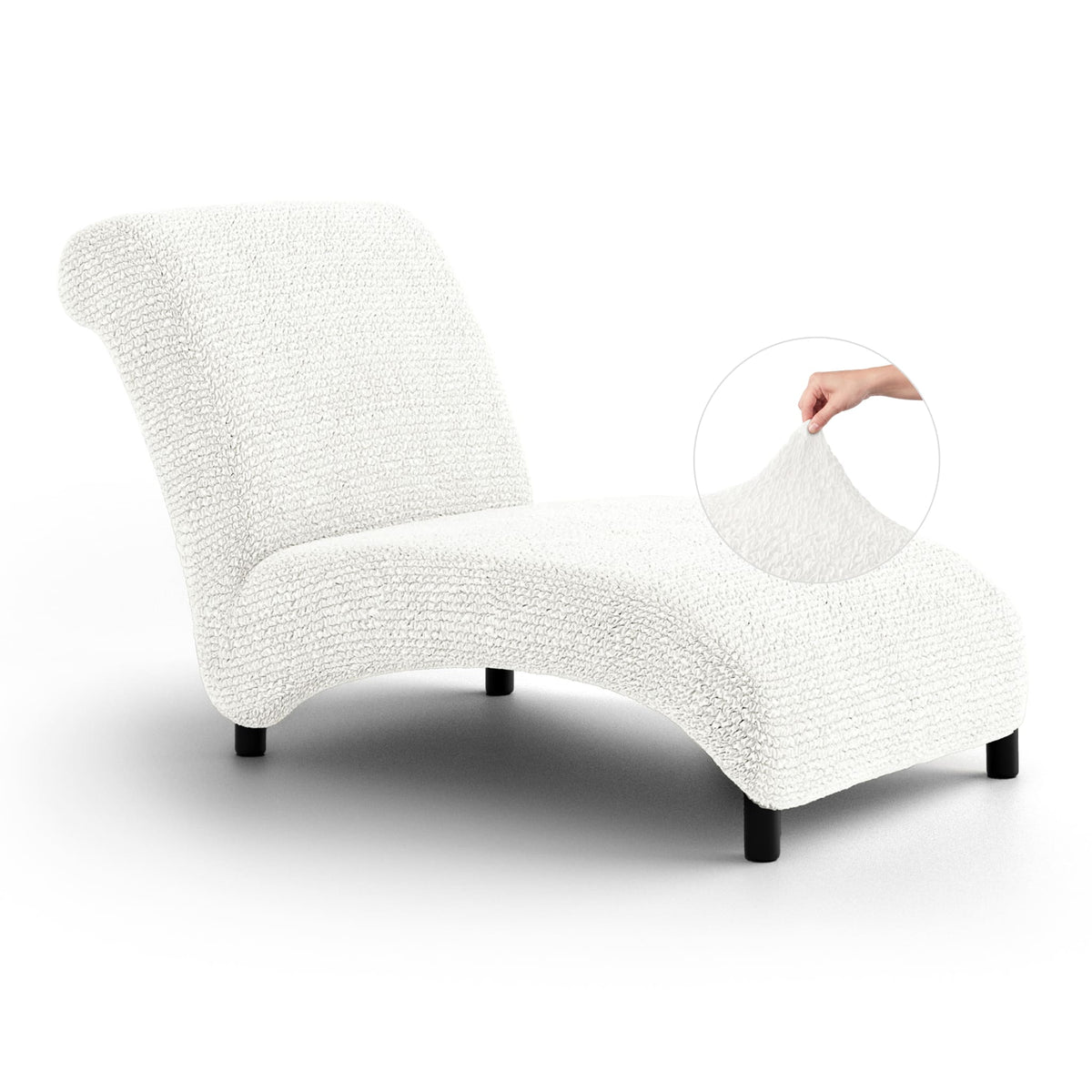 Armless Chaise Lounge Slipcover, Comfort Collection – Crisp White, front view | Crisp White