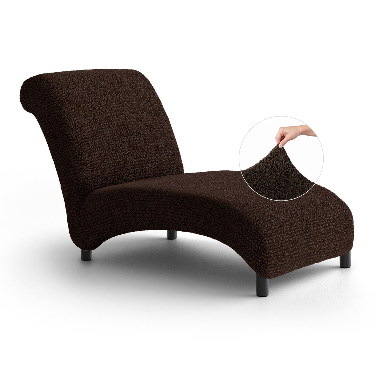 Armless Chaise Lounge Slipcover, Comfort Collection – Dark Brown, front view | Dark Brown