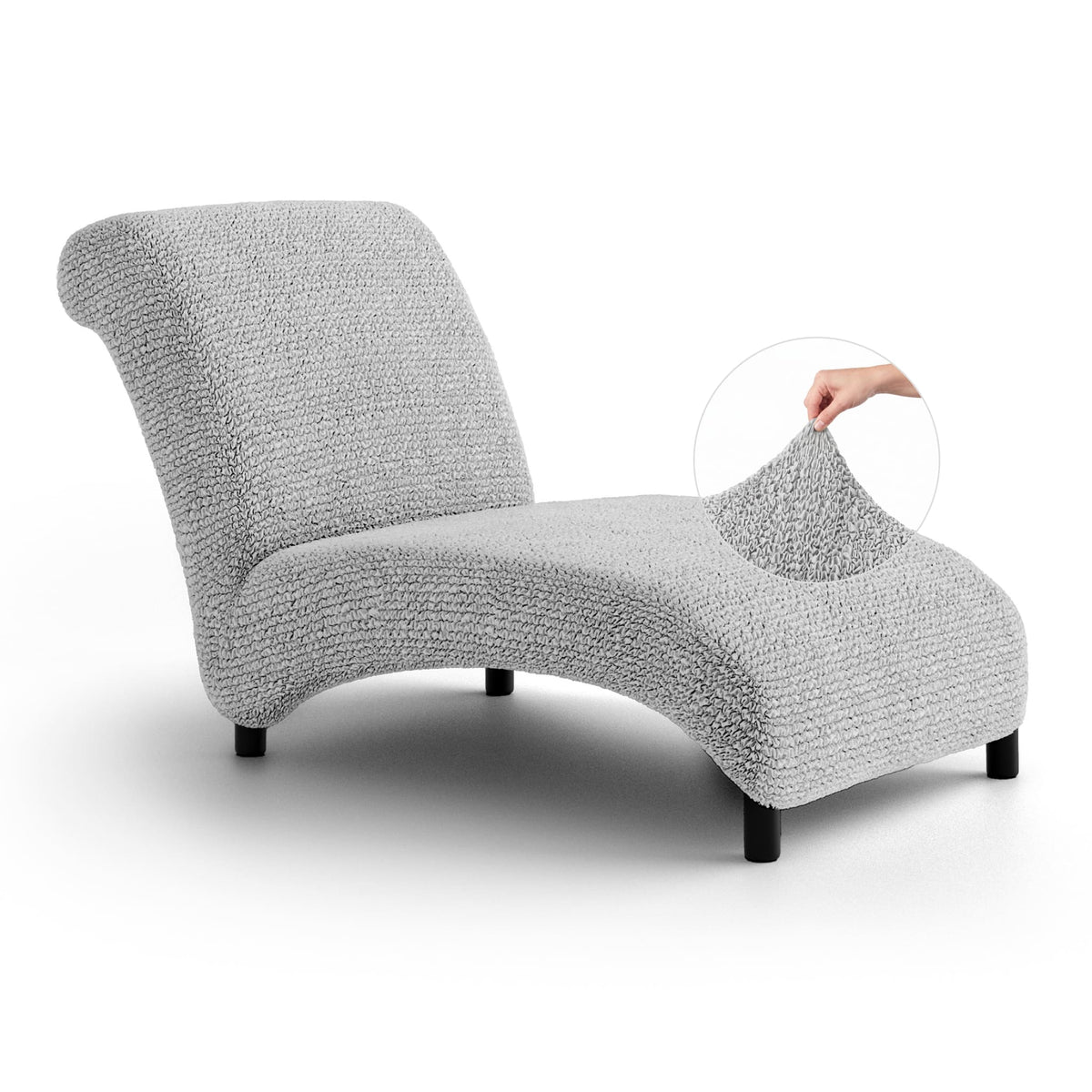 Armless Chaise Lounge Slipcover, Comfort Collection – Light Grey, front view | Light Grey
