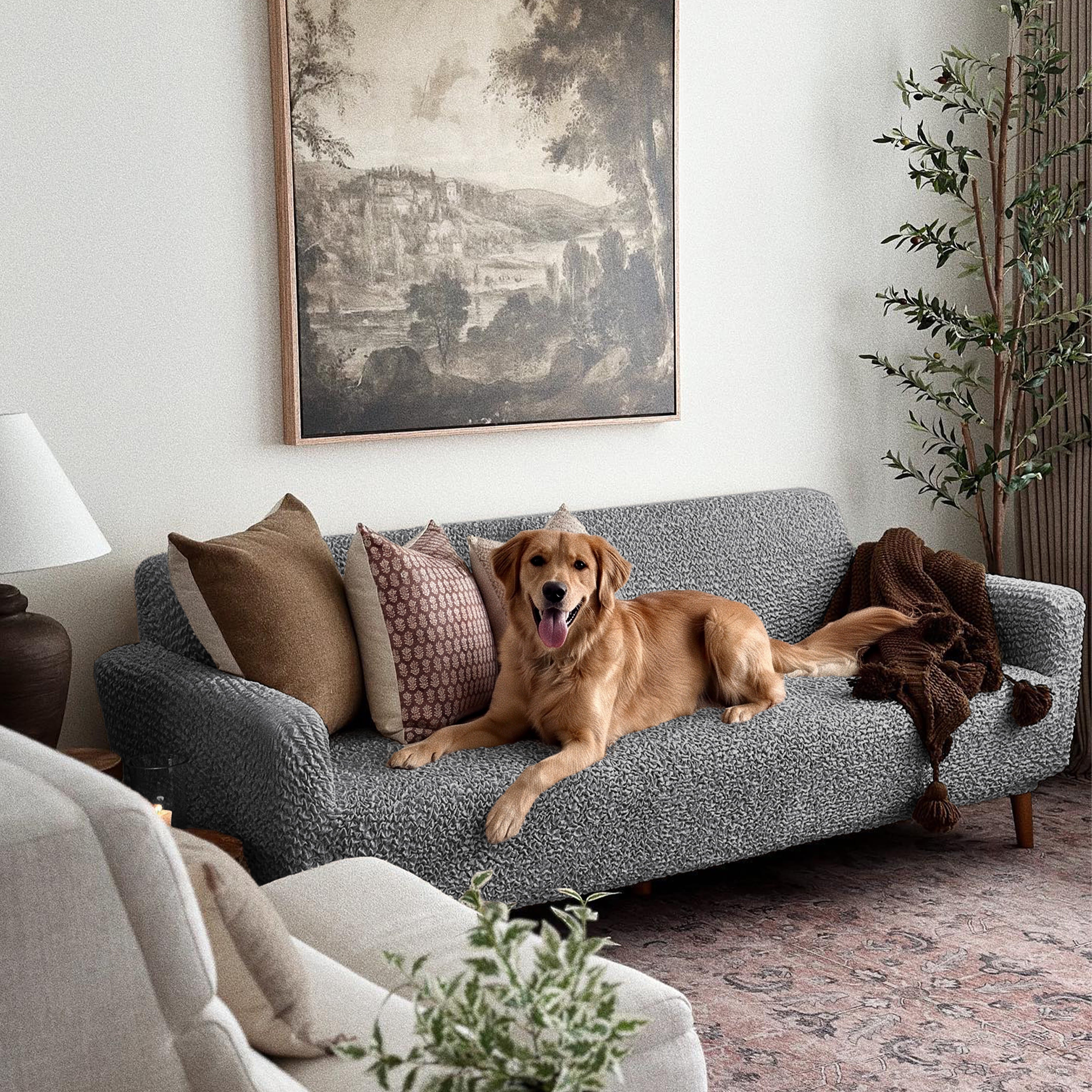 Sofa 4 Seater Slipcover, Comfort Collection – Ash, customer photo | Ash