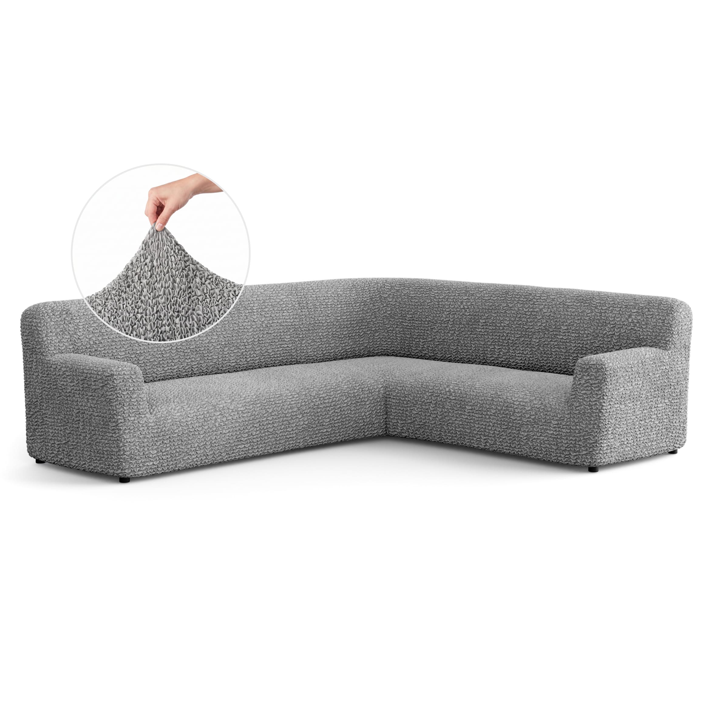 Corner Sofa Slipcover, Comfort Collection – Ash, front view | Ash
