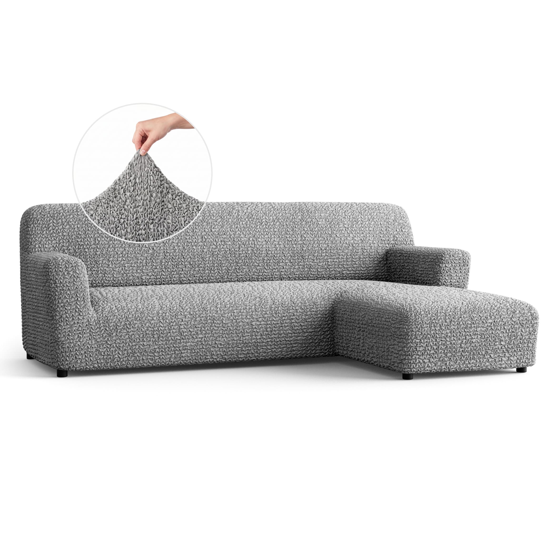 L-Shaped Sofa Slipcover (Right Chaise), Comfort Collection – Ash, front view | Ash