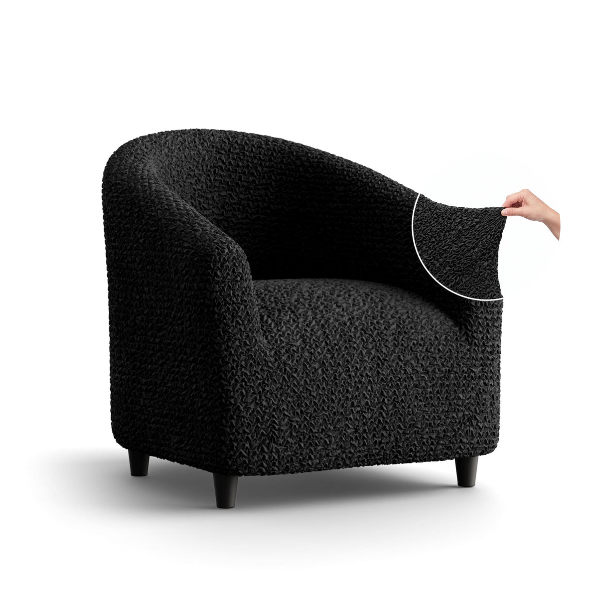 Barrel Chair Slipcover, Comfort Collection – Black, front view | Black