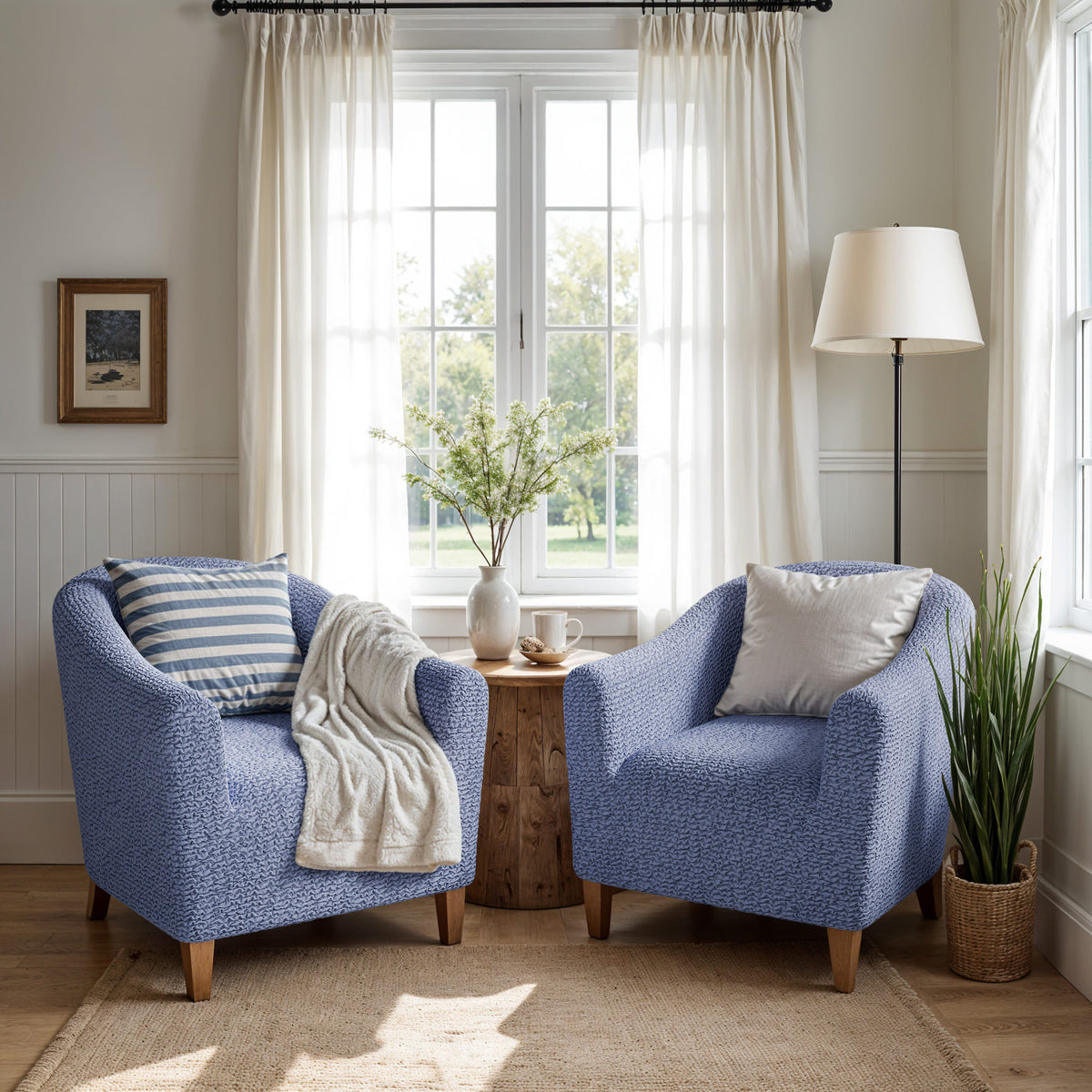 Barrel Chair Slipcover, Comfort Collection – Blue, interior view 2 | Blue