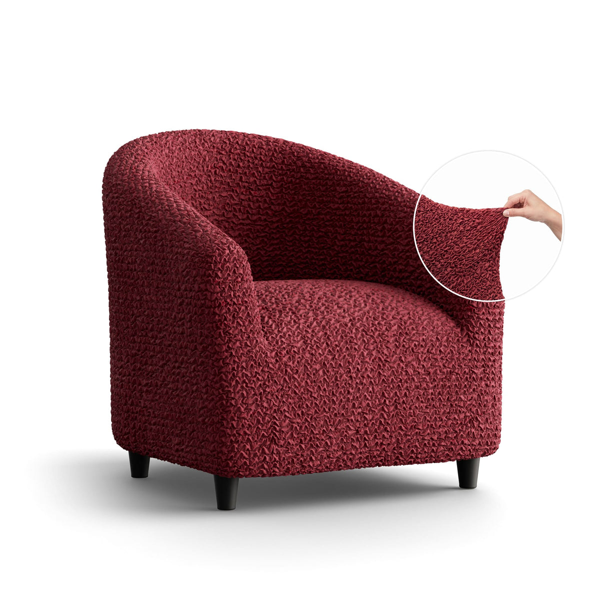 Barrel Chair Slipcover, Comfort Collection – Burgundy, front view | Burgundy