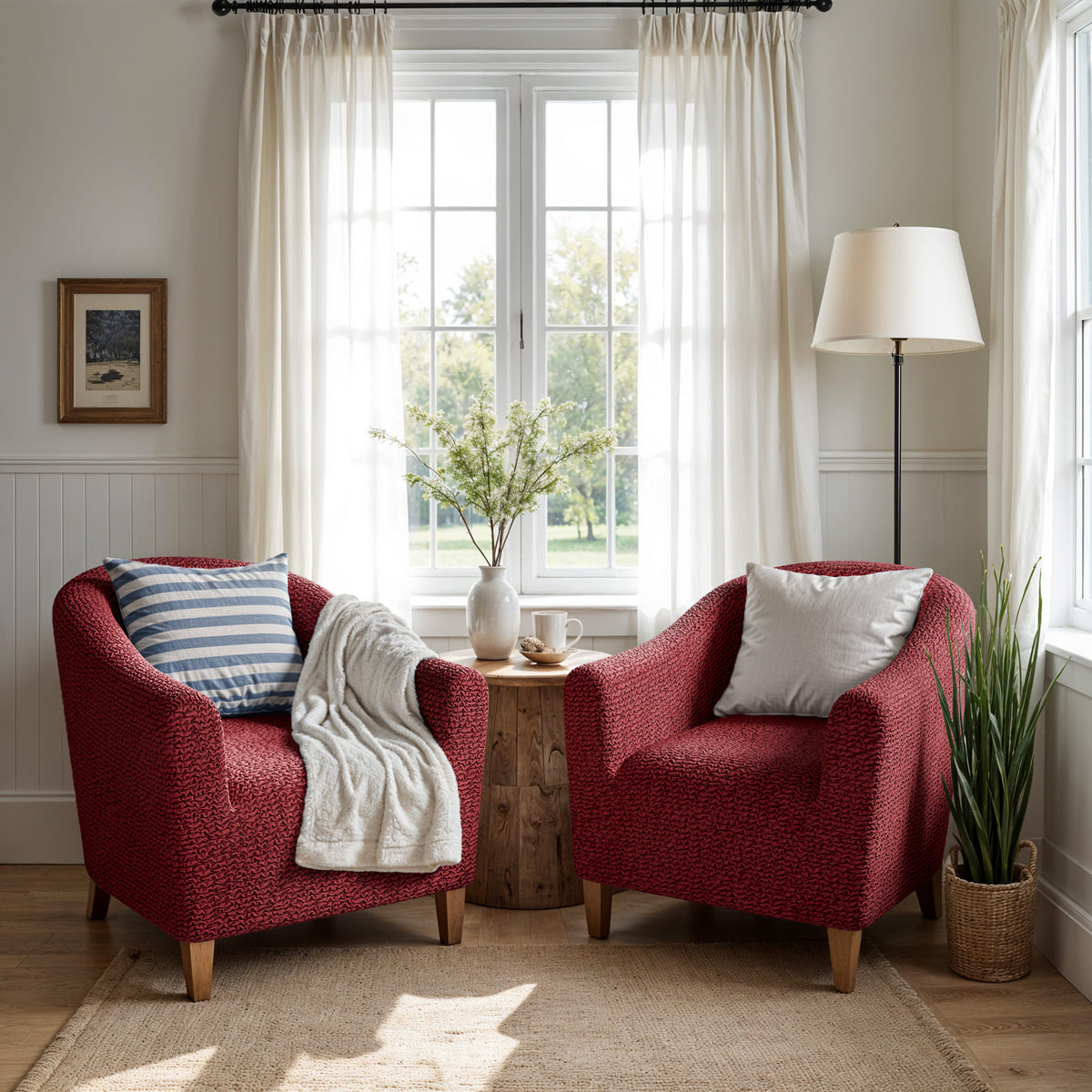 Barrel Chair Slipcover, Comfort Collection – Burgundy, interior view 2 | Burgundy