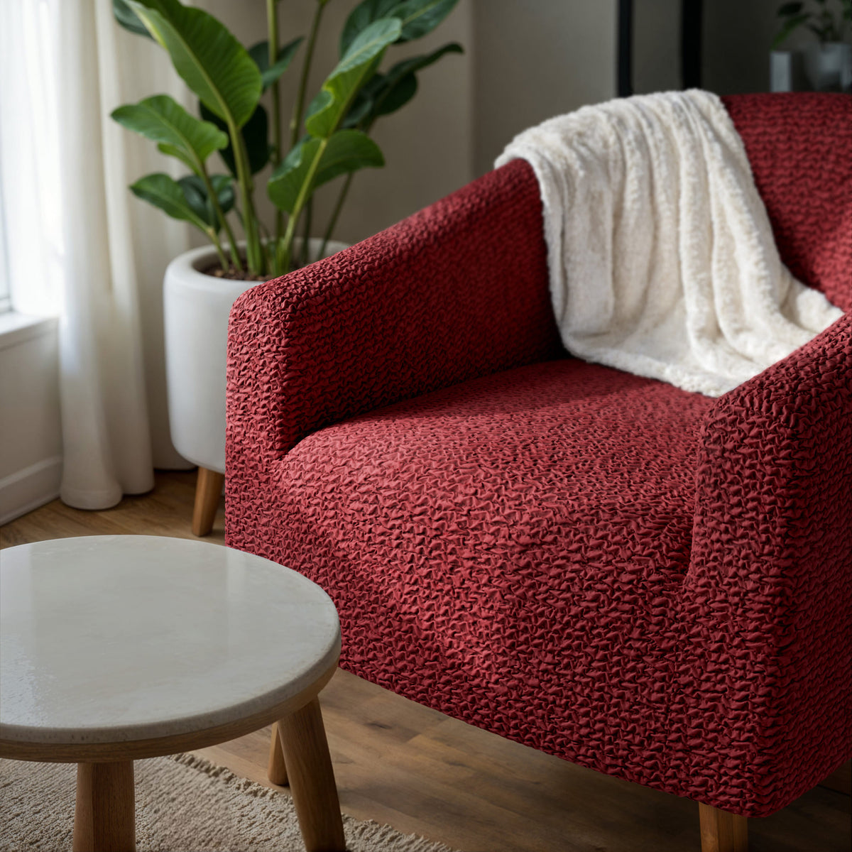 Barrel Chair Slipcover, Comfort Collection – Burgundy, interior view 3 | Burgundy