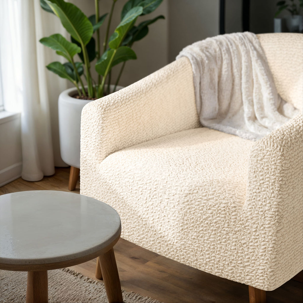 Barrel Chair Slipcover, Comfort Collection – Cream, interior view 1 | Cream