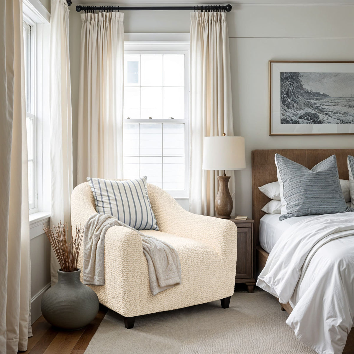 Barrel Chair Slipcover, Comfort Collection – Cream, interior view 2 | Cream