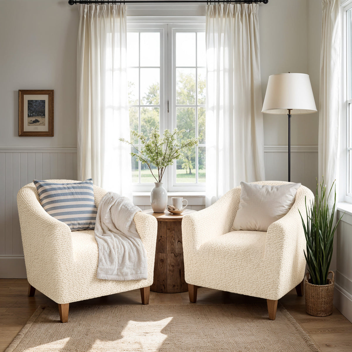Barrel Chair Slipcover, Comfort Collection – Cream, interior view 3 | Cream