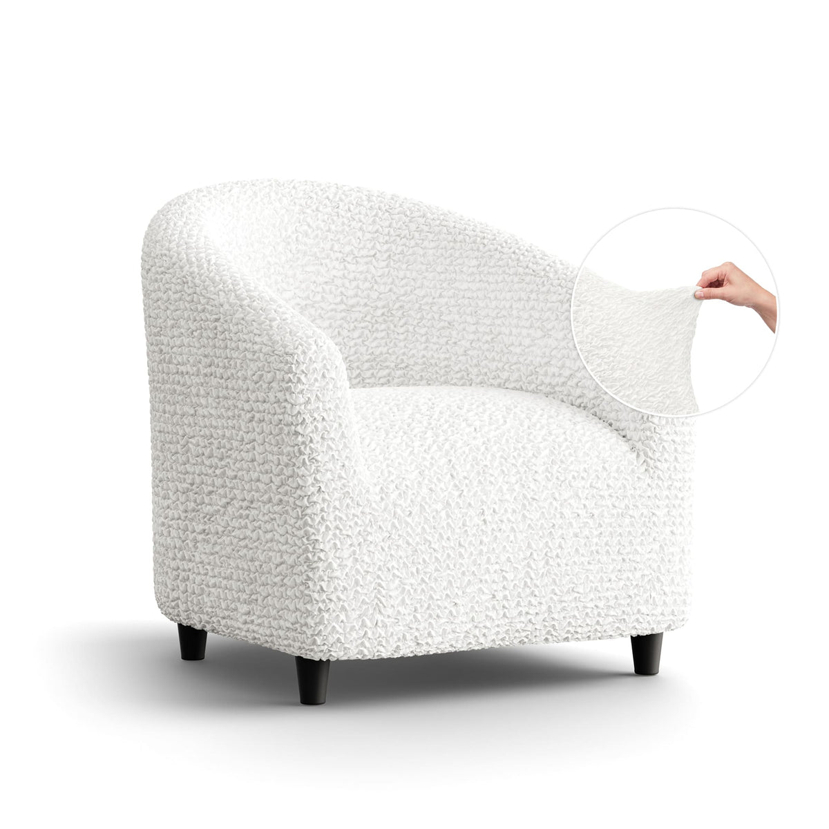 Barrel Chair Slipcover, Comfort Collection – Crisp White, front view | Crisp White