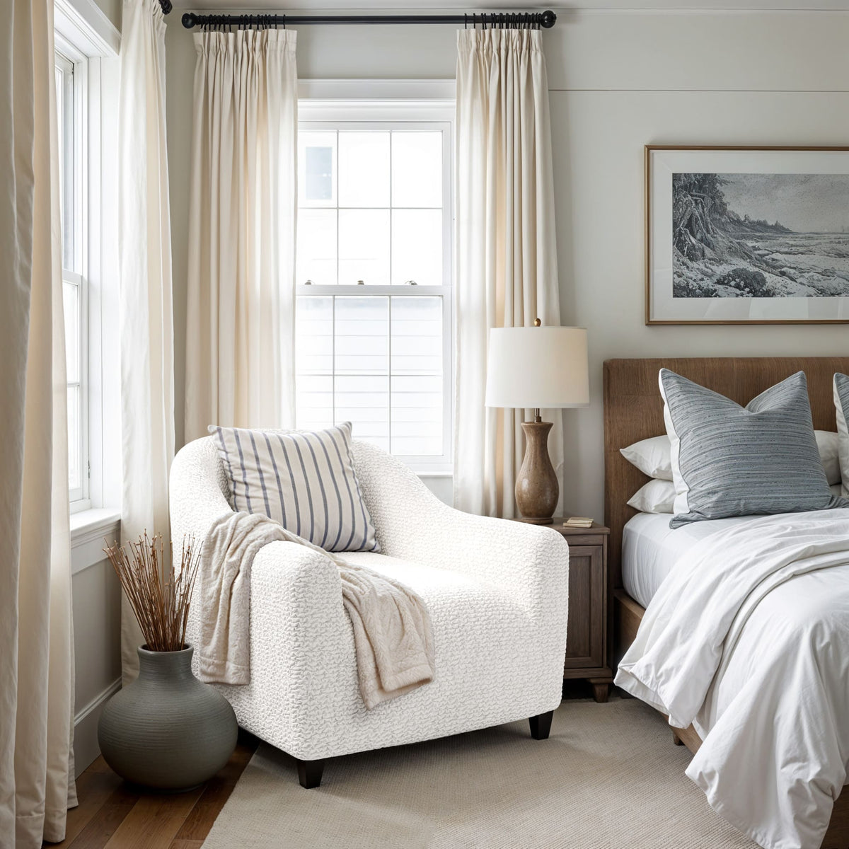 Barrel Chair Slipcover, Comfort Collection – Crisp White, interior view 1 | Crisp White