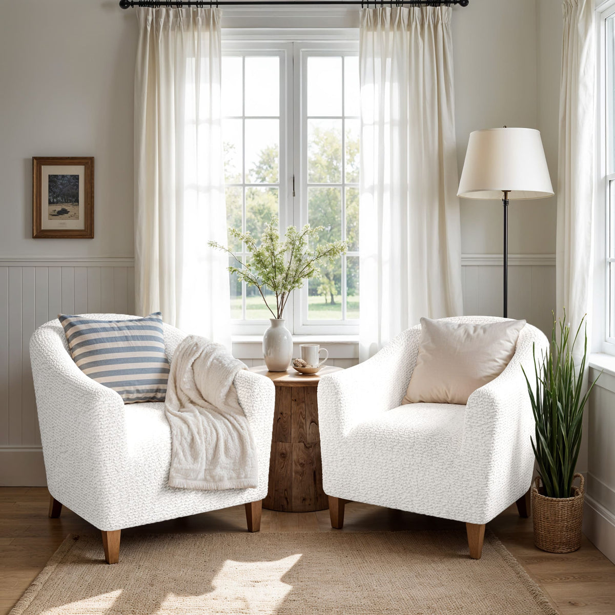 Barrel Chair Slipcover, Comfort Collection – Crisp White, interior view 2 | Crisp White