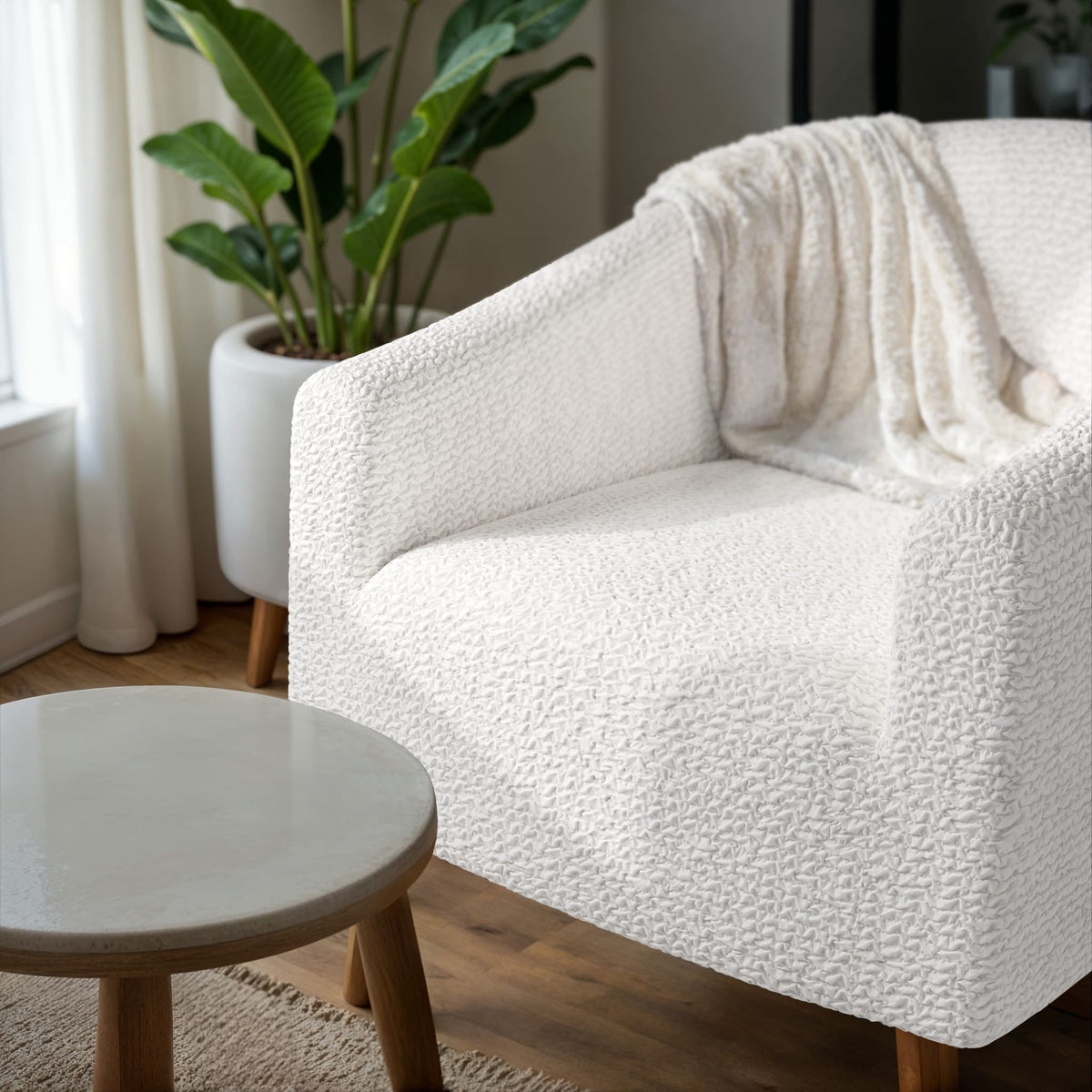 Barrel Chair Slipcover, Comfort Collection – Crisp White, interior view 3 | Crisp White
