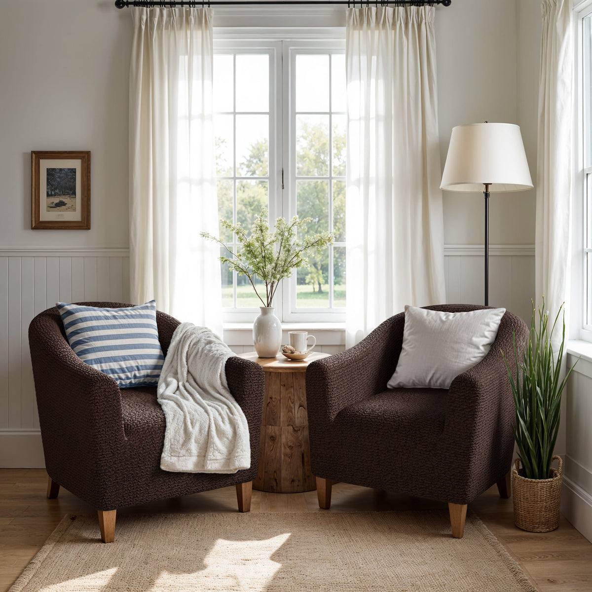 Barrel Chair Slipcover, Comfort Collection – Dark Brown, interior view 2 | Dark Brown