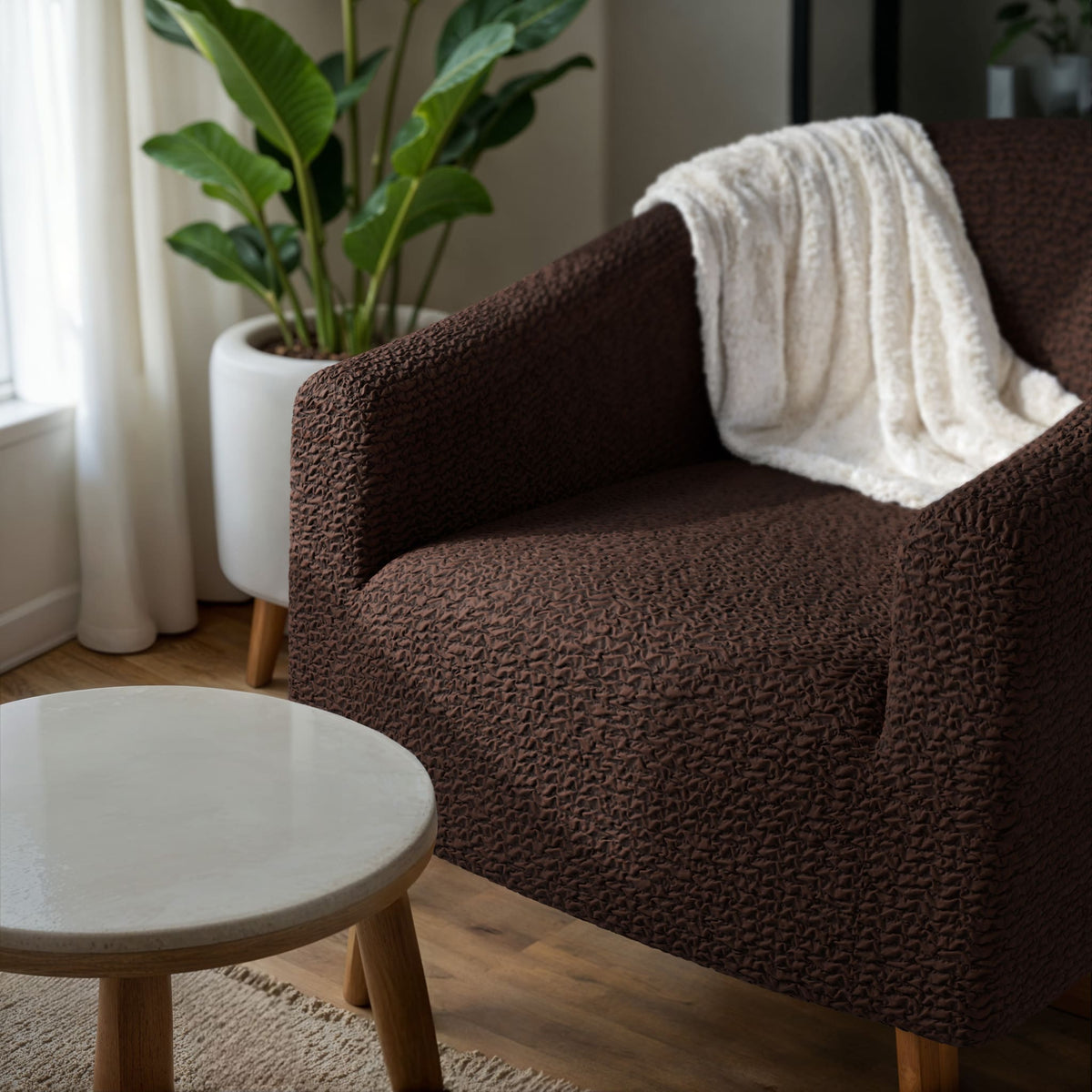 Barrel Chair Slipcover, Comfort Collection – Dark Brown, interior view 3 | Dark Brown