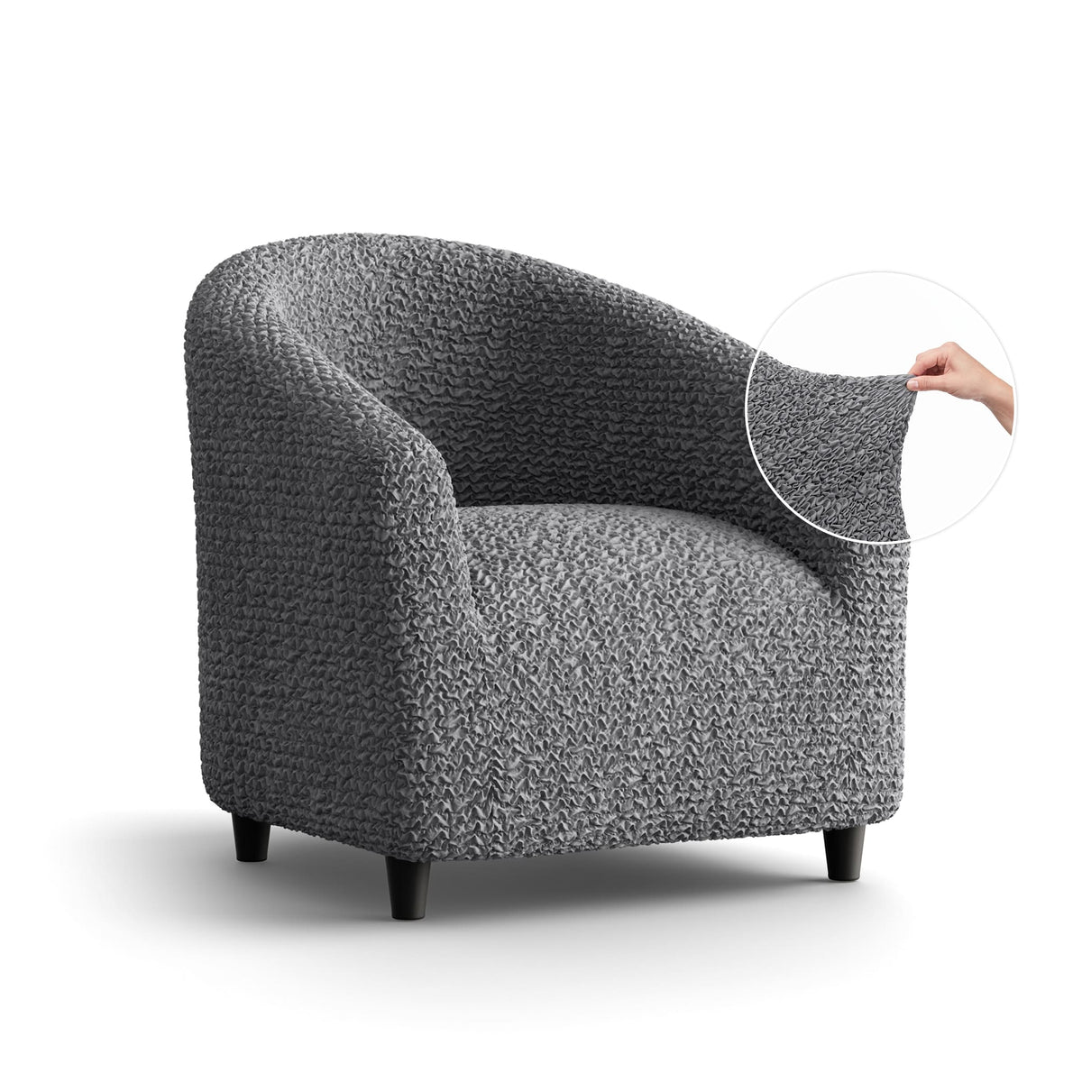 Barrel Chair Slipcover, Comfort Collection – Dark Grey, front view | Dark Grey
