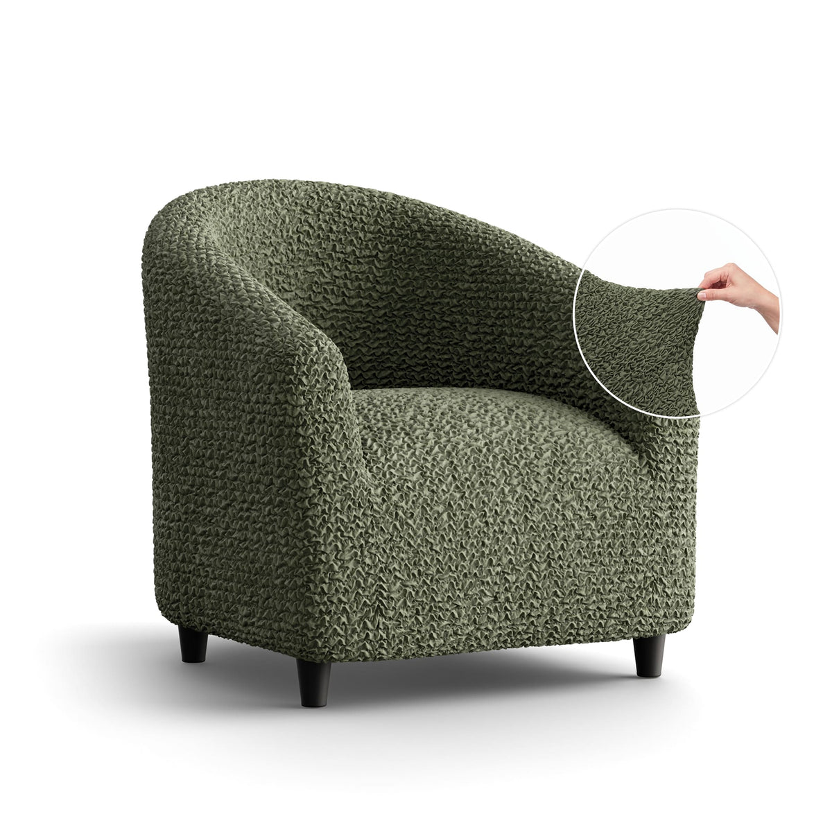 Barrel Chair Slipcover, Comfort Collection – Moss Green, front view | Moss Green