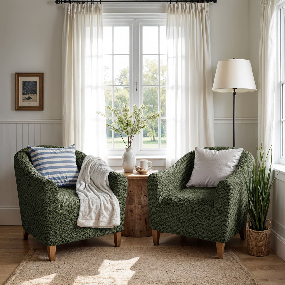 Barrel Chair Slipcover, Comfort Collection – Moss Green, interior view 2 | Moss Green