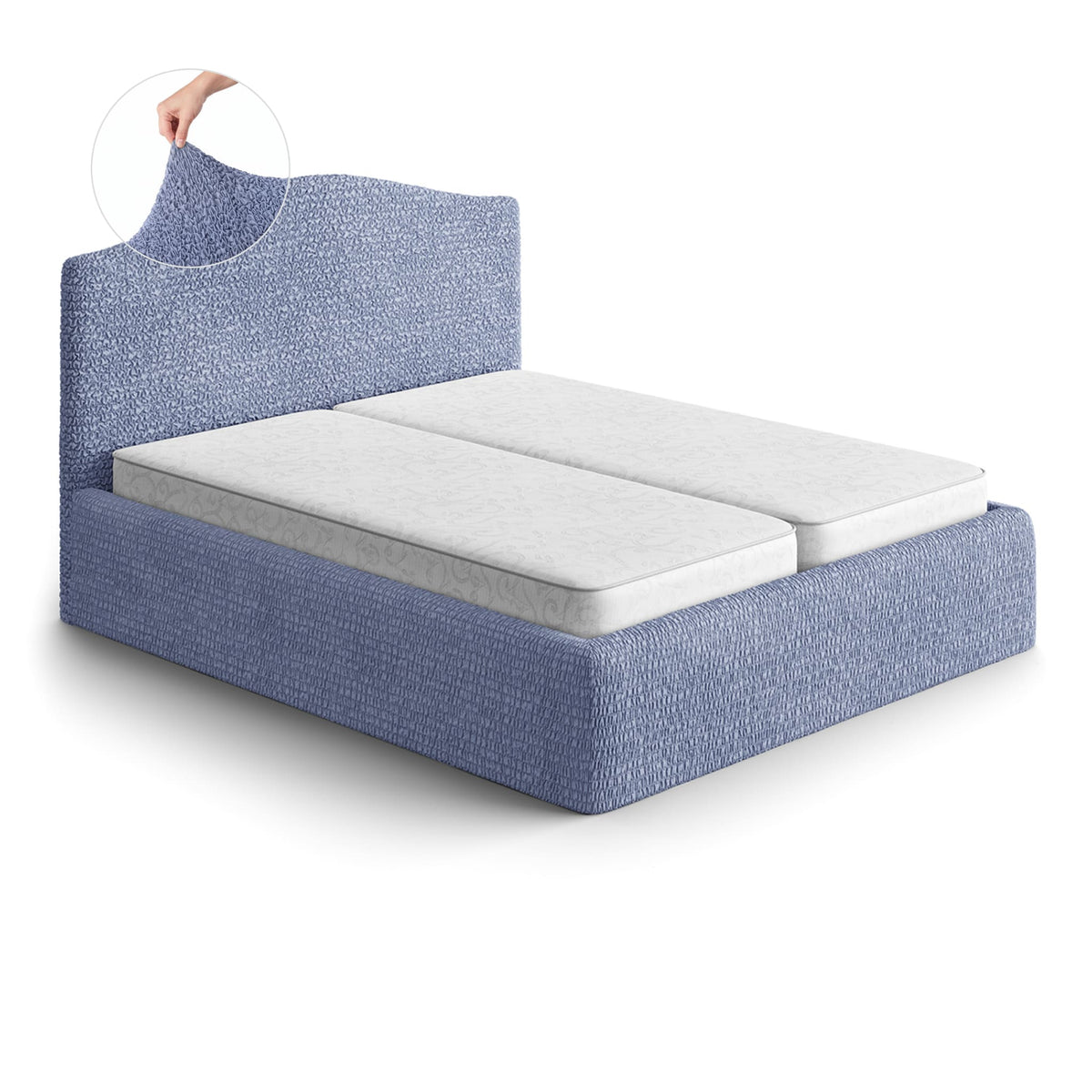 Bed Headboard & Frame Slipcover (Full/Queen), Comfort Collection – Blue, front view | Blue