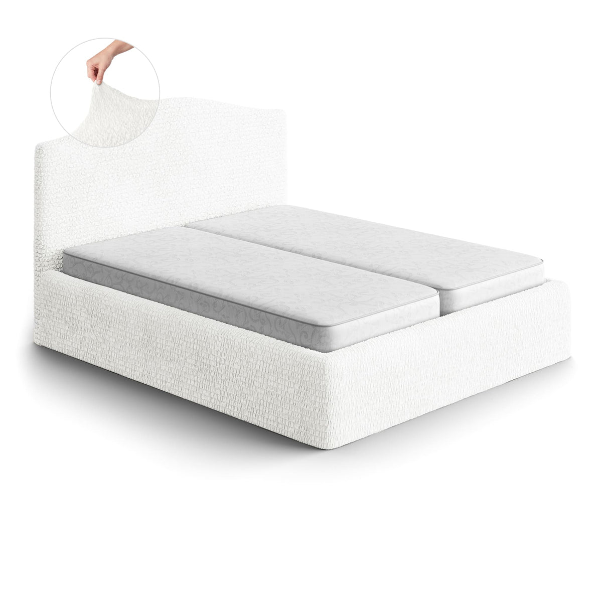 Bed Headboard & Frame Slipcover (Full/Queen), Comfort Collection – Crisp White, front view | Crisp White