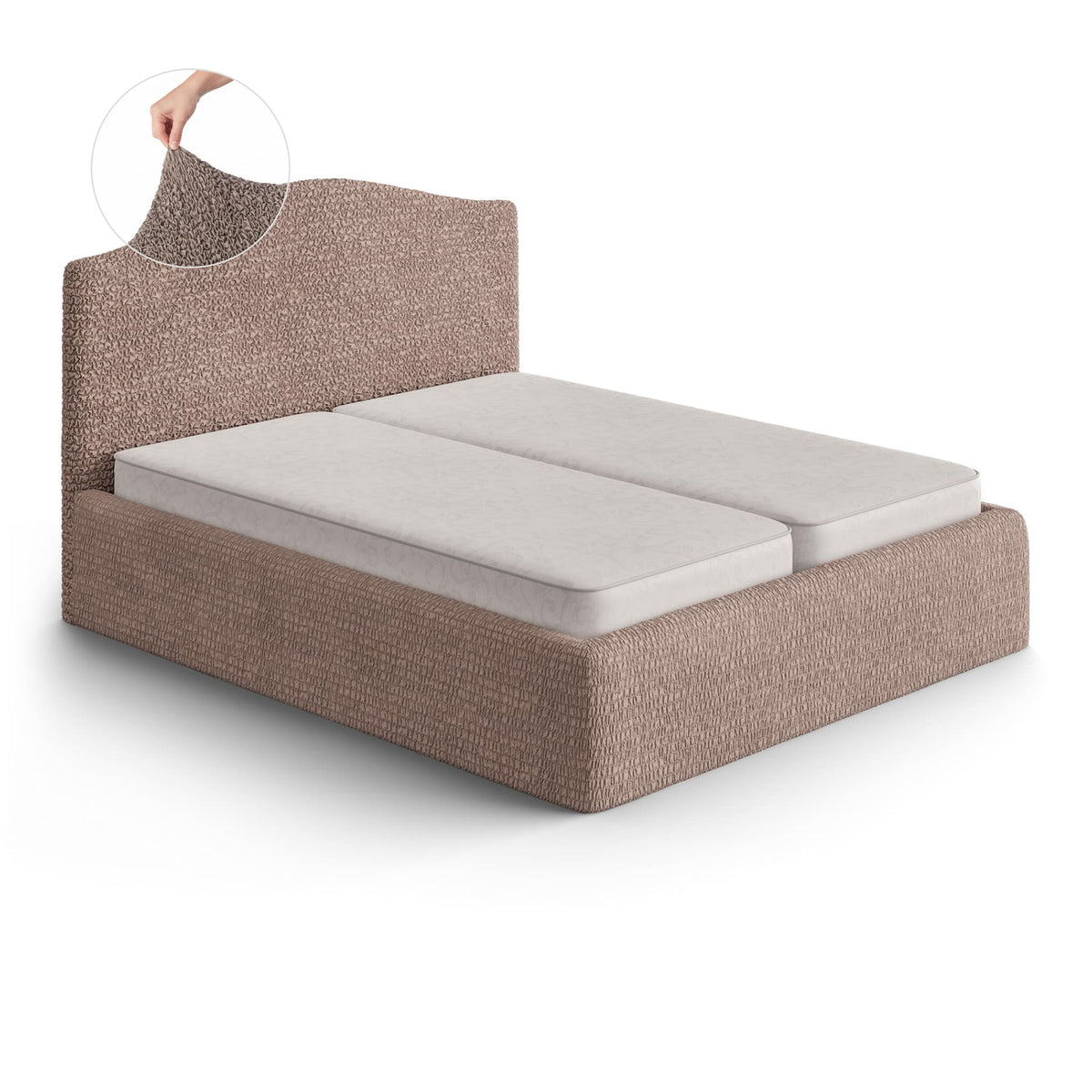 Bed Headboard & Frame Slipcover (Full/Queen), Comfort Collection – Soft Taupe, front view | Soft Taupe