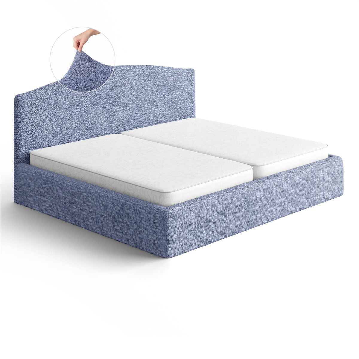 Bed Headboard & Frame Slipcover (King), Comfort Collection – Blue, front view | Blue