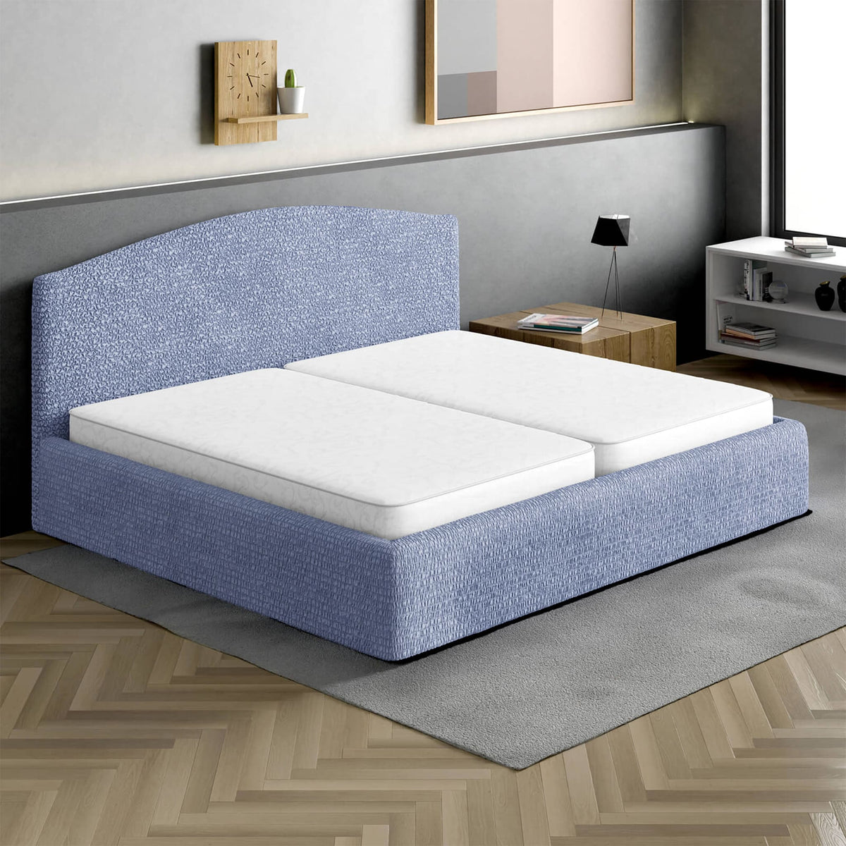 Bed Headboard & Frame Slipcover (King), Comfort Collection – Blue, interior view 1 | Blue