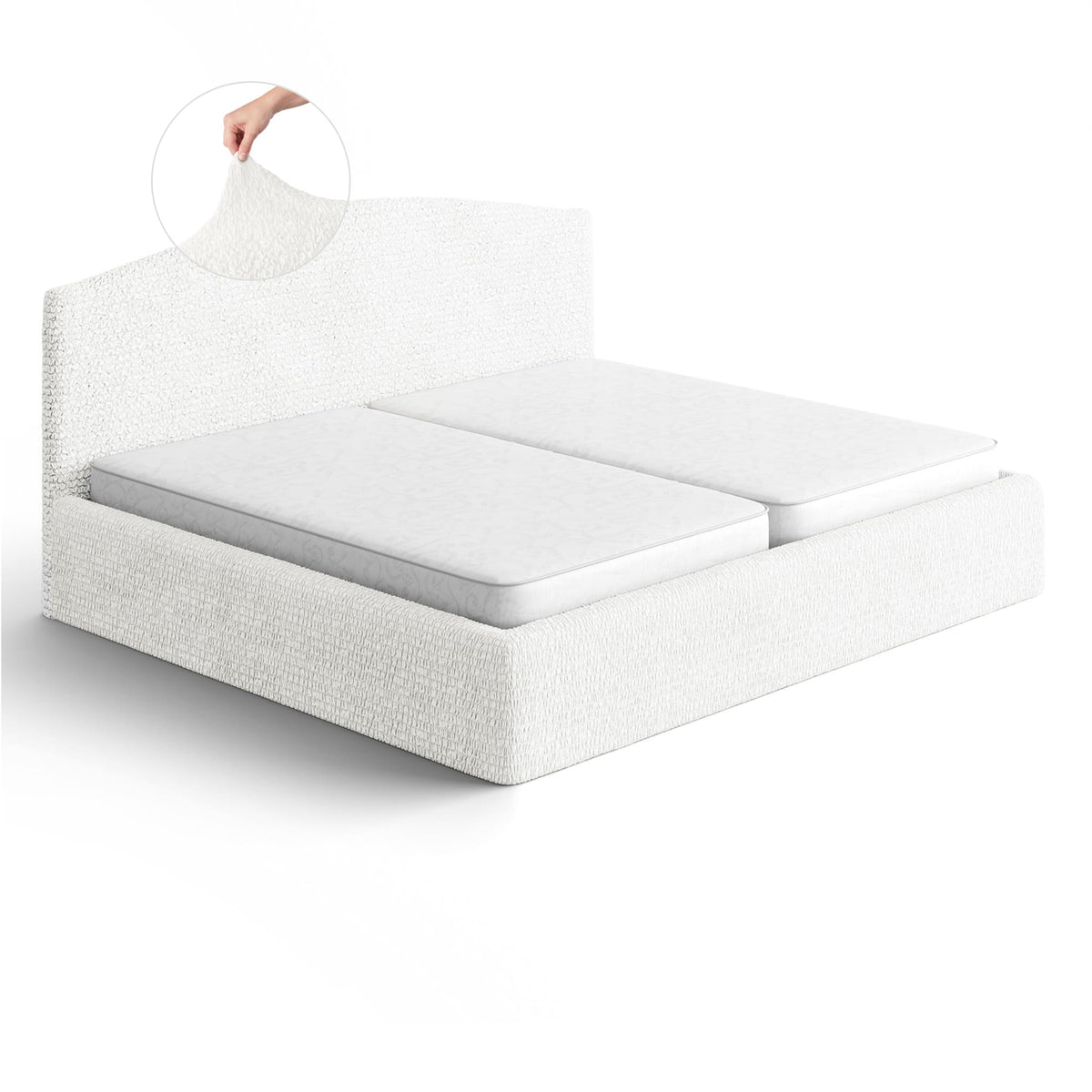 Bed Headboard & Frame Slipcover (King), Comfort Collection – Crisp White, front view | Crisp White