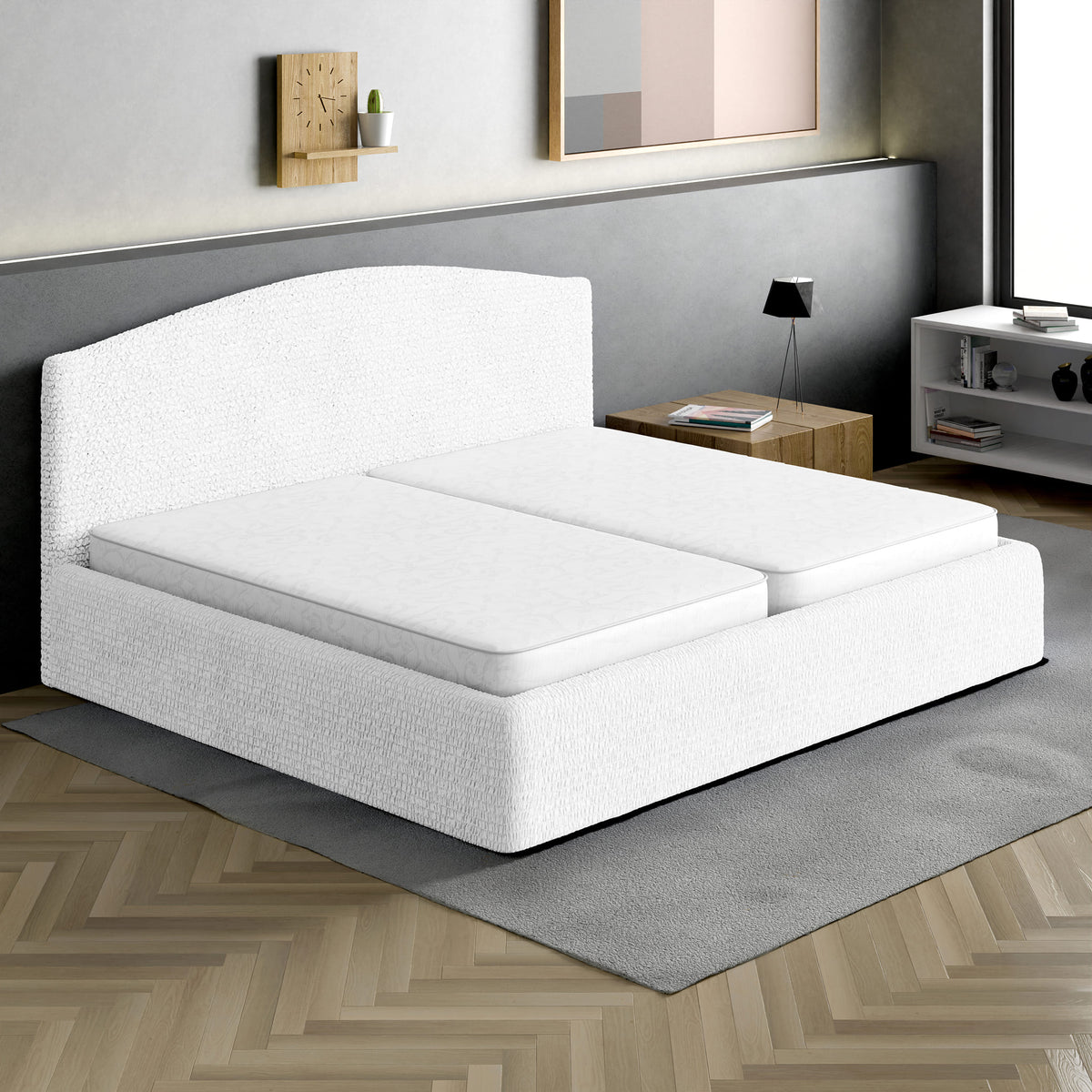 Bed Headboard & Frame Slipcover (King), Comfort Collection – Crisp White, interior view 1 | Crisp White
