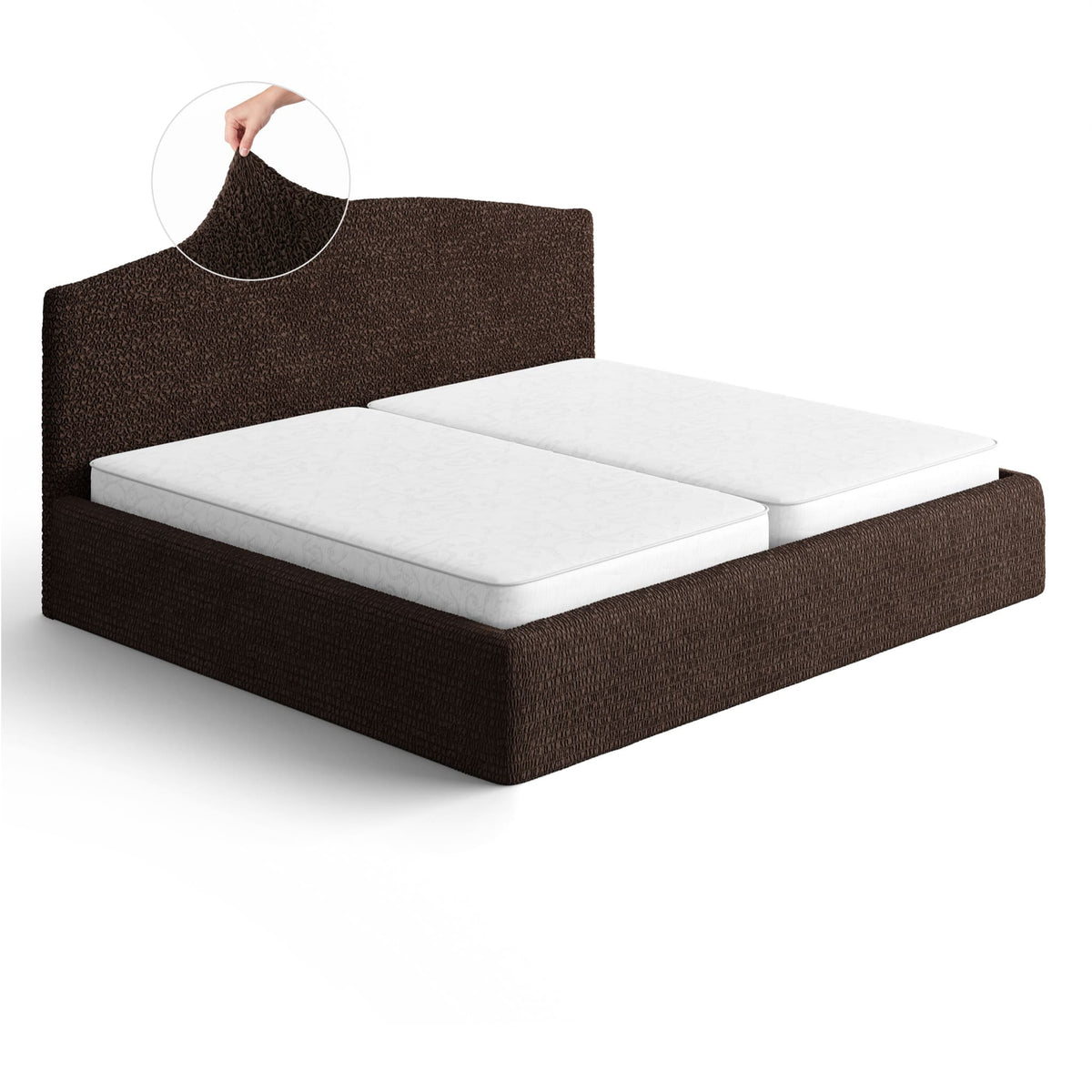 Bed Headboard & Frame Slipcover (King), Comfort Collection – Dark Brown, front view | Dark Brown