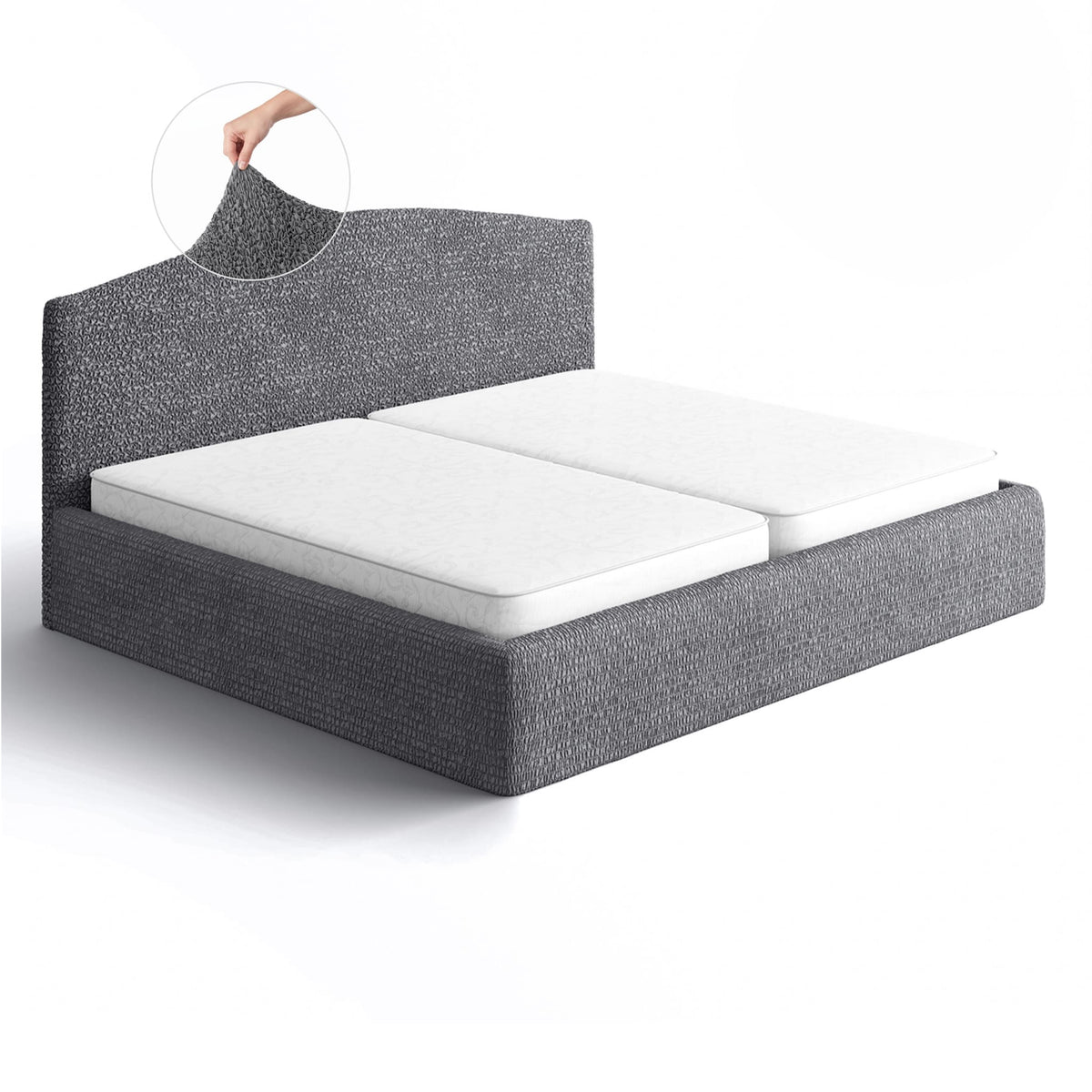 Bed Headboard & Frame Slipcover (King), Comfort Collection – Dark Grey, front view | Dark Grey