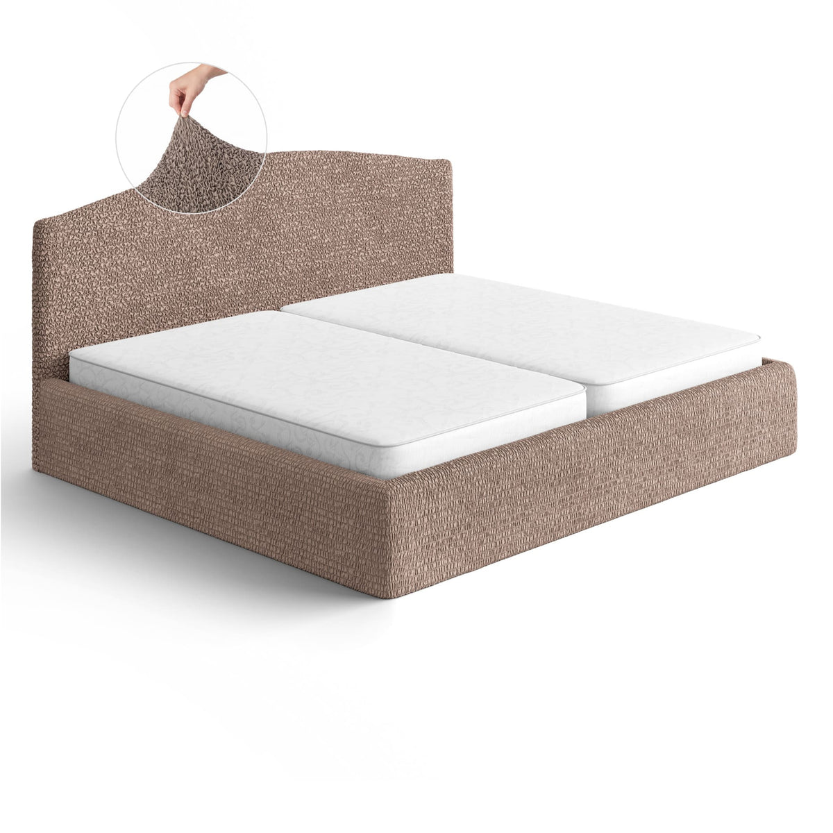 Bed Headboard & Frame Slipcover (King), Comfort Collection – Soft Taupe, front view | Soft Taupe