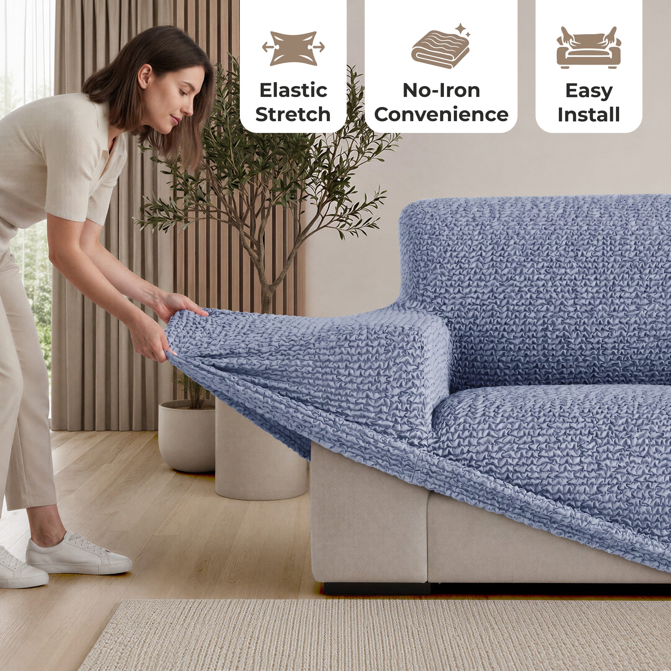L-Shaped Sofa Slipcover (Left Chaise), Comfort Collection – Blue, color swatch | Blue