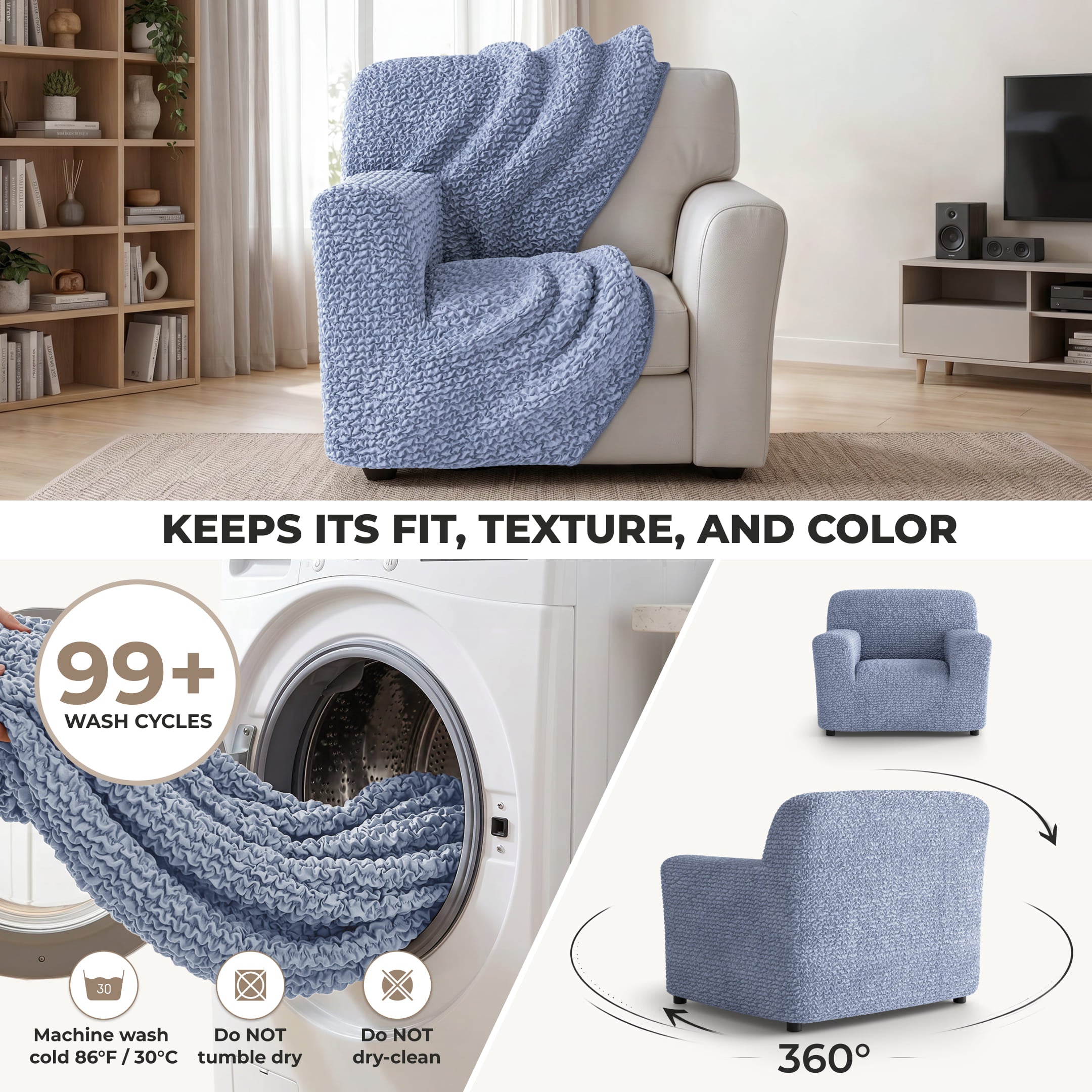 Armchair Slipcover, Comfort Collection – Blue, color swatch | Blue