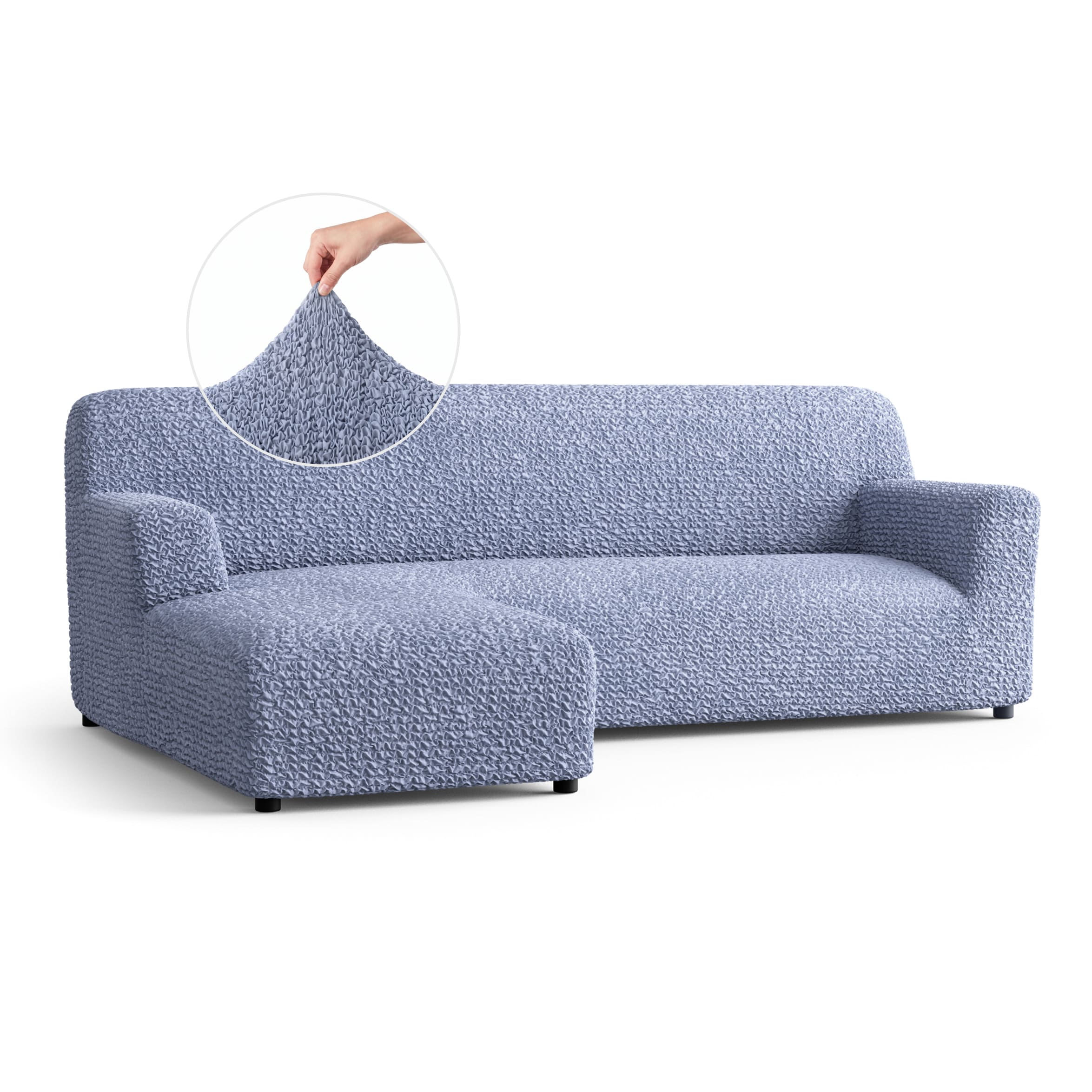 L-Shaped Sofa Slipcover (Left Chaise), Comfort Collection – Blue, front view | Blue