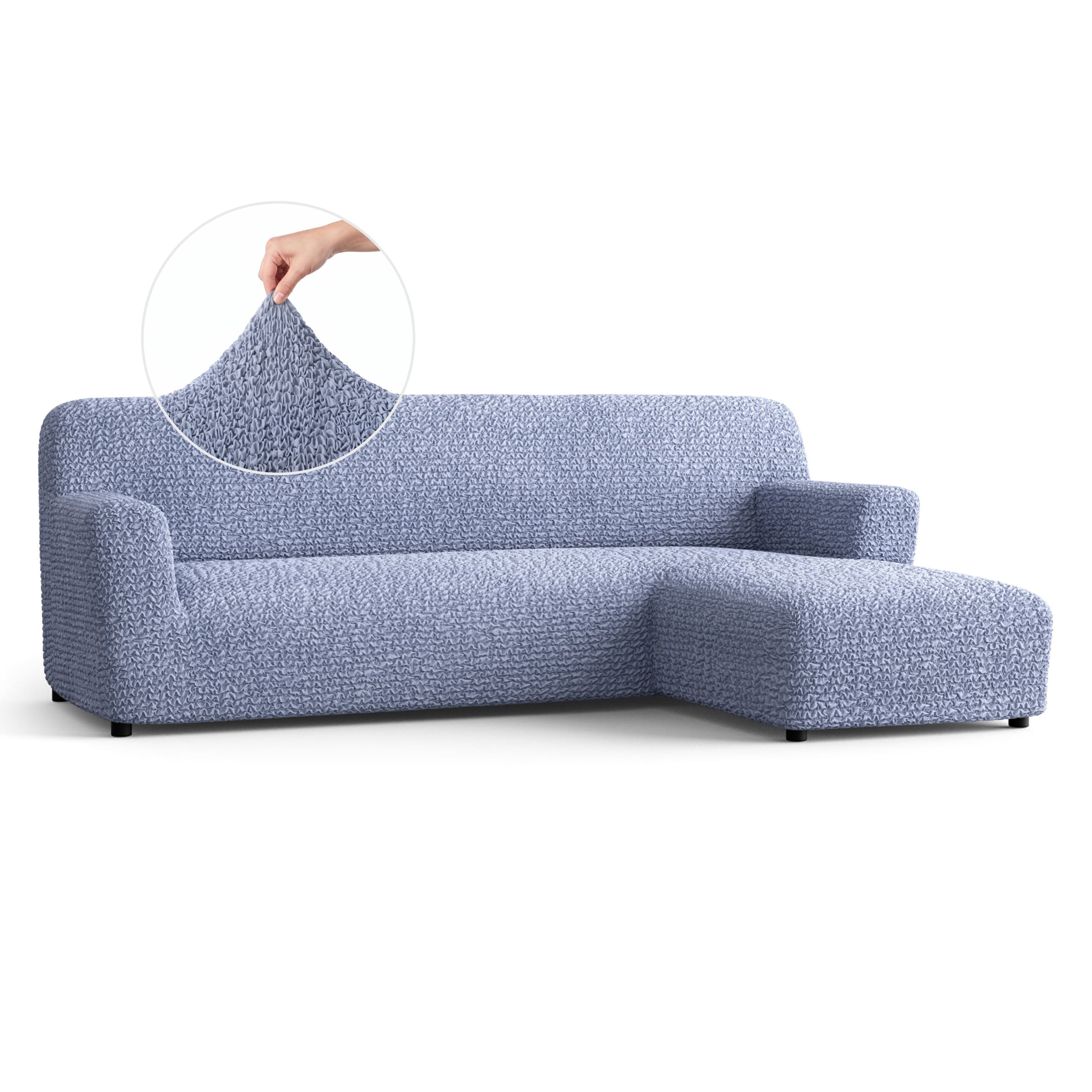 L-Shaped Sofa Slipcover (Right Chaise), Comfort Collection – Blue, front view | Blue
