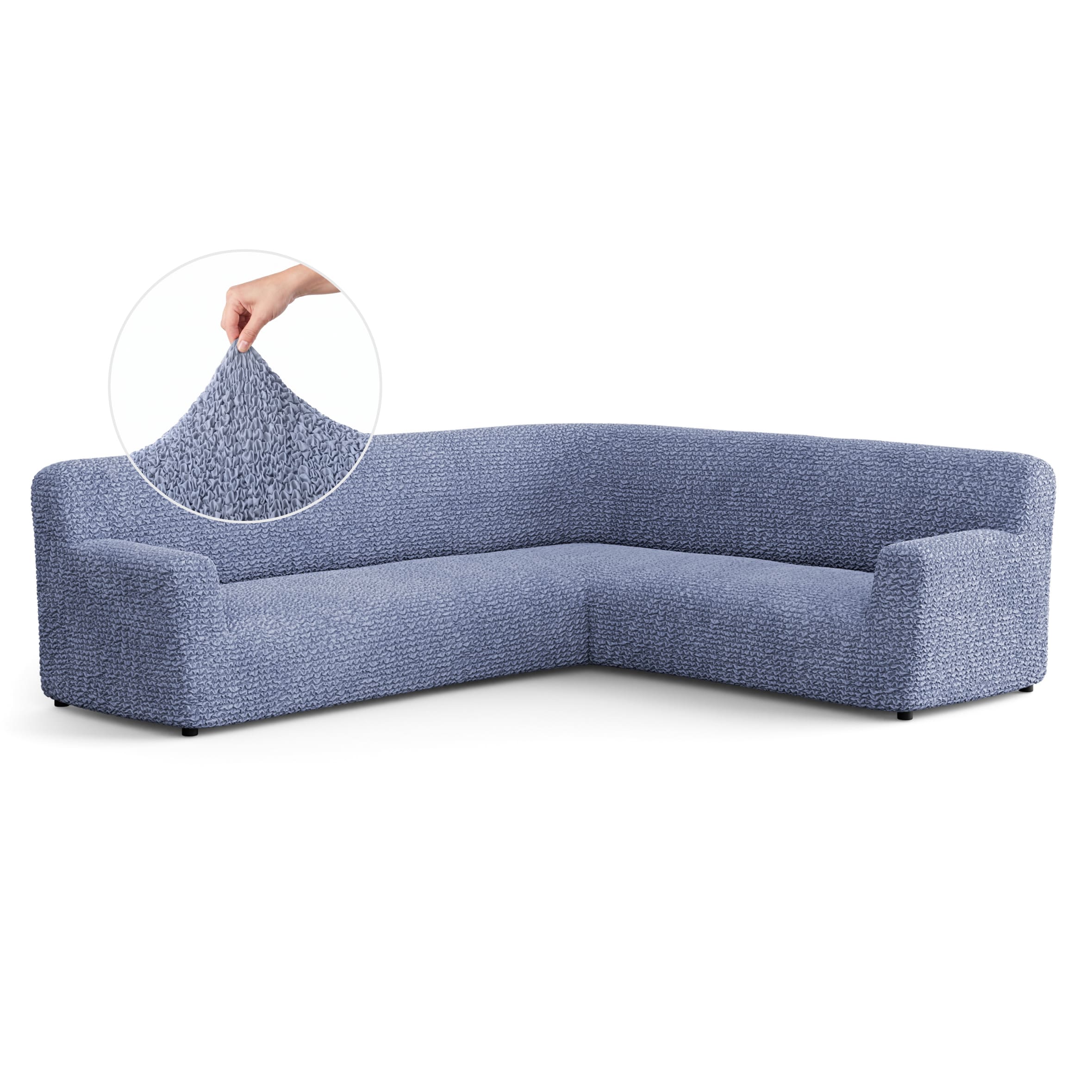 Corner Sofa Slipcover, Comfort Collection – Blue, front view | Blue