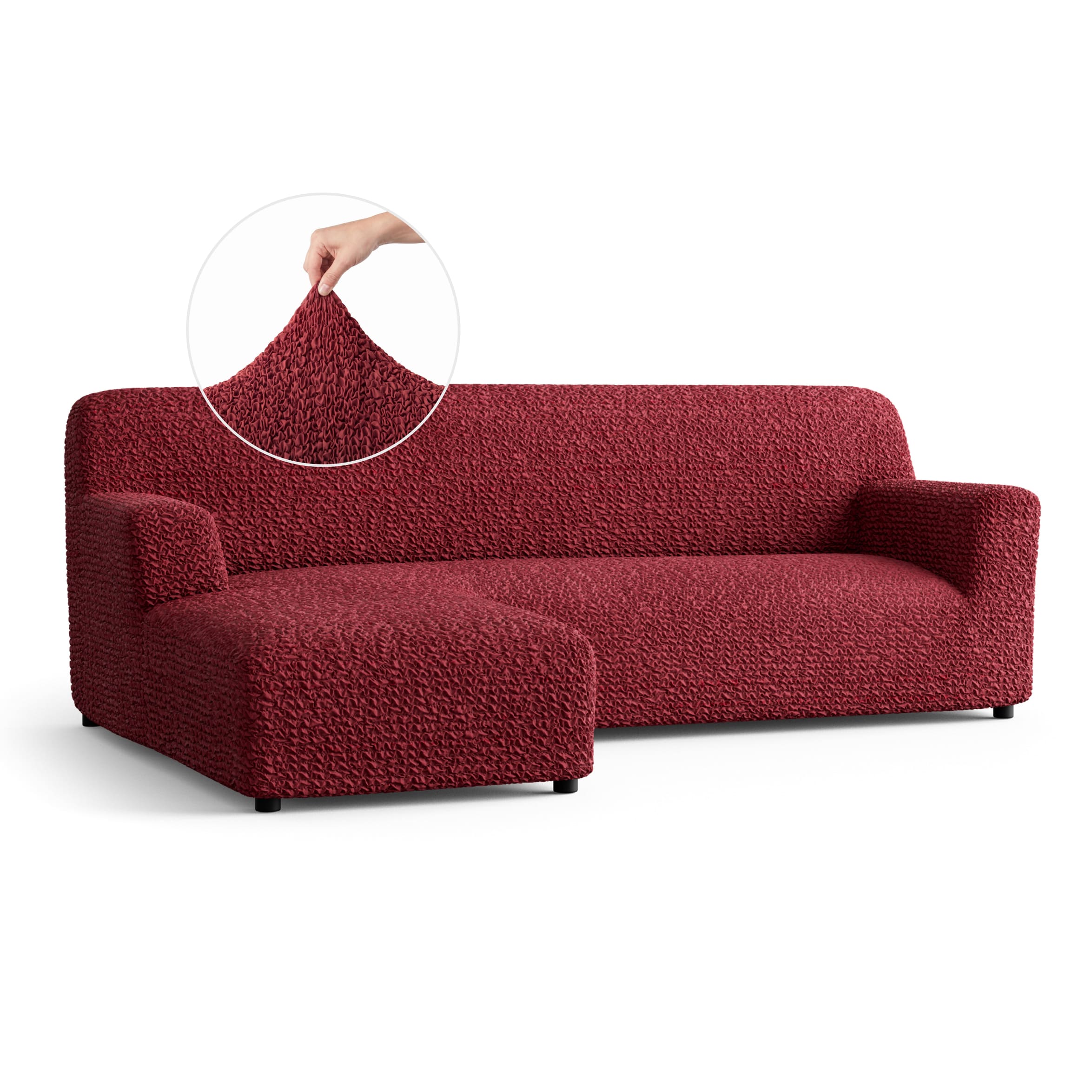 L-Shaped Sofa Slipcover (Left Chaise), Comfort Collection – Burgundy, front view | Burgundy