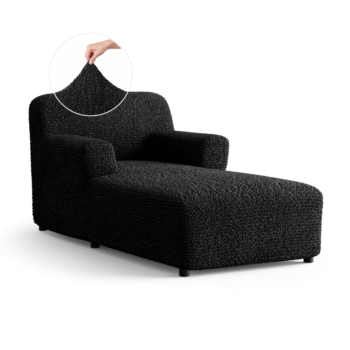 Chaise Lounge Slipcover, Comfort Collection – Black, front view | Black