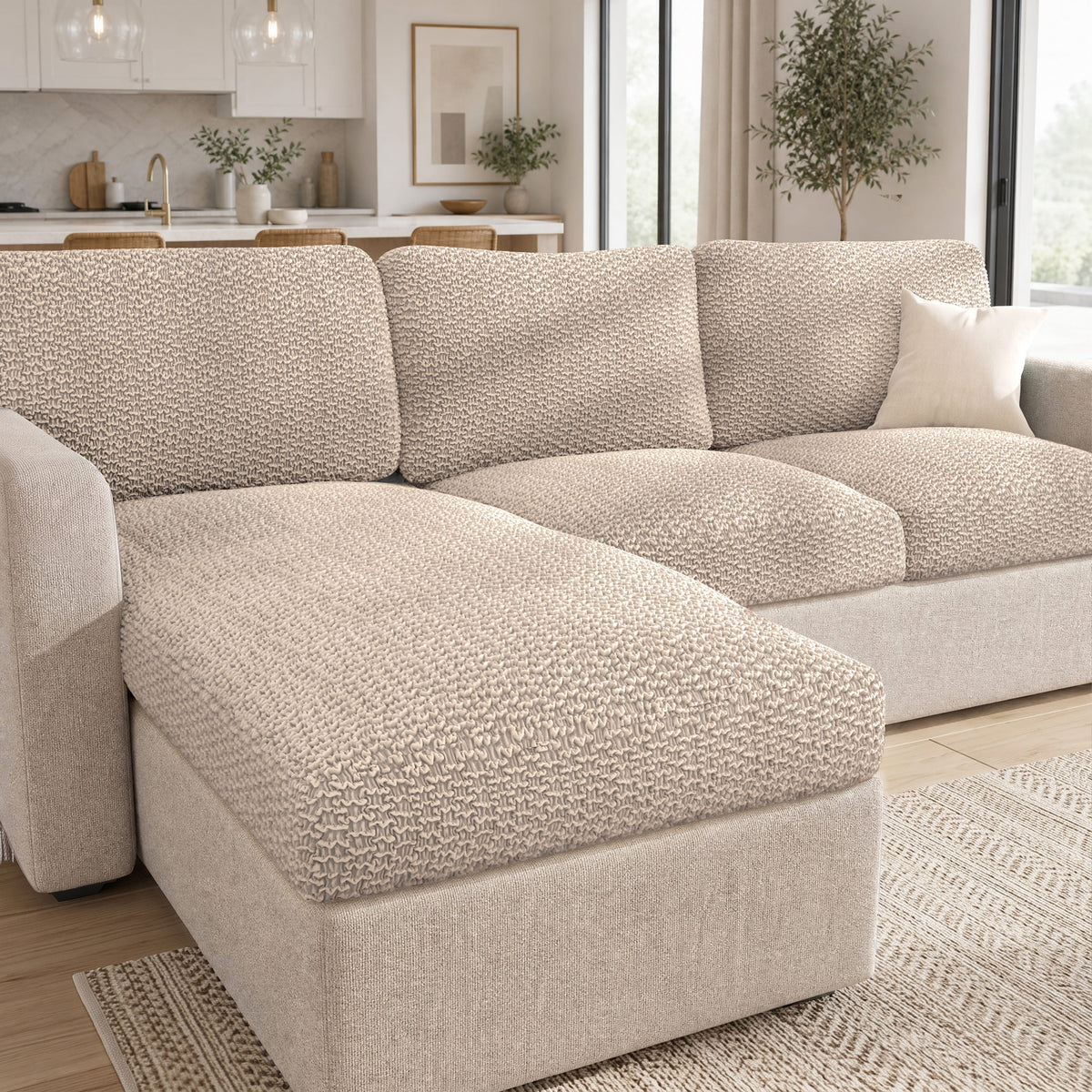 Extra Deep Medium Cushion Cover, Comfy Seat Collection – Macadamia, interior view 1 | Macadamia