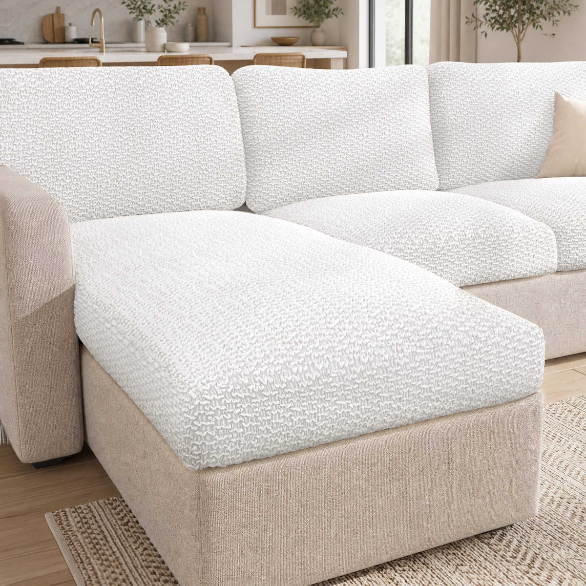 Chaise Small Cushion Cover, Comfy Seat Collection – Crisp White, interior view 1 | Crisp White