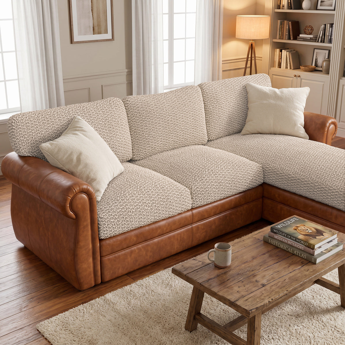 Extra Deep Small Cushion Cover, Comfy Seat Collection – Macadamia, interior view 1 | Macadamia