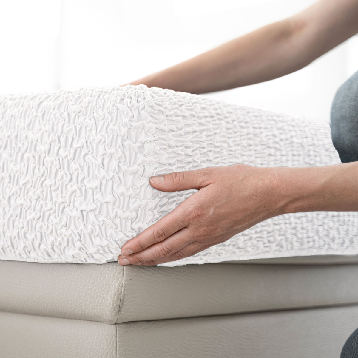 Deep Large Cushion Cover, Comfy Seat Collection – Crisp White, installation view 2 | Crisp White